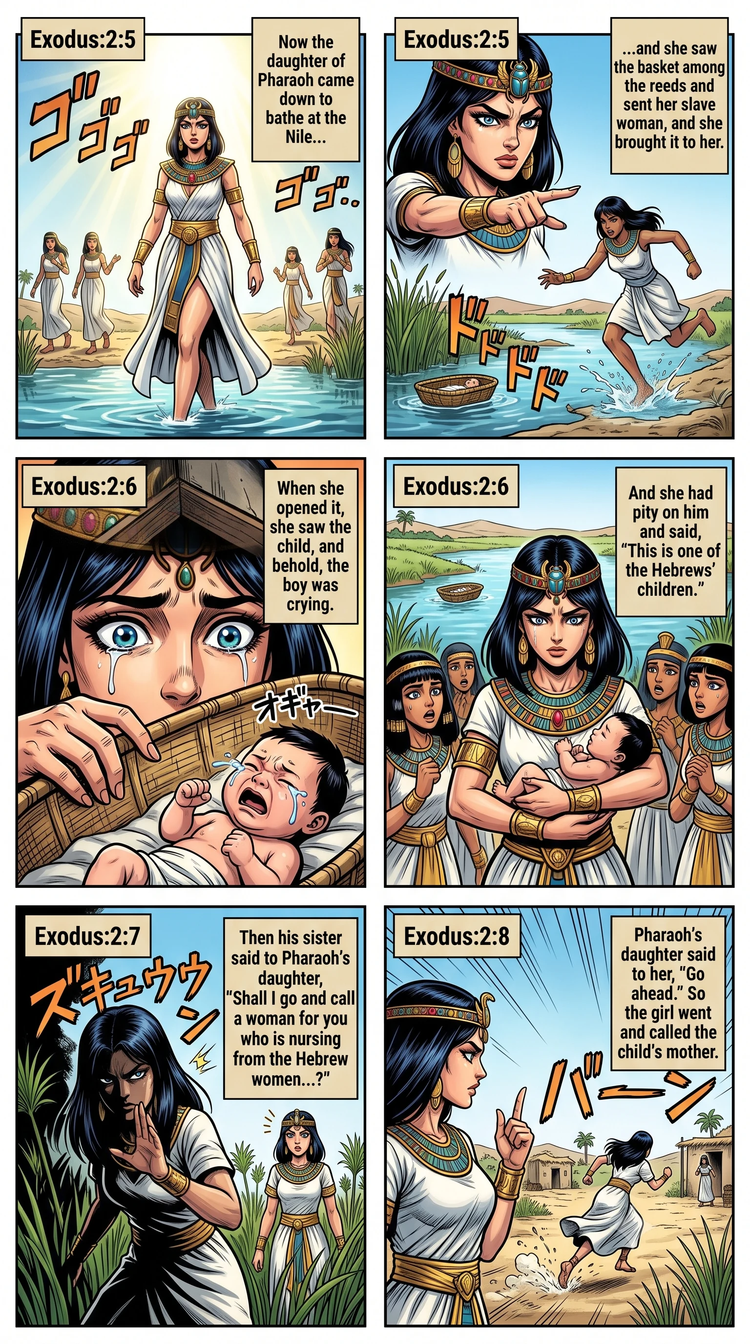 Exodus 2 illustration: Pharaoh's Daughter Finds the Baby