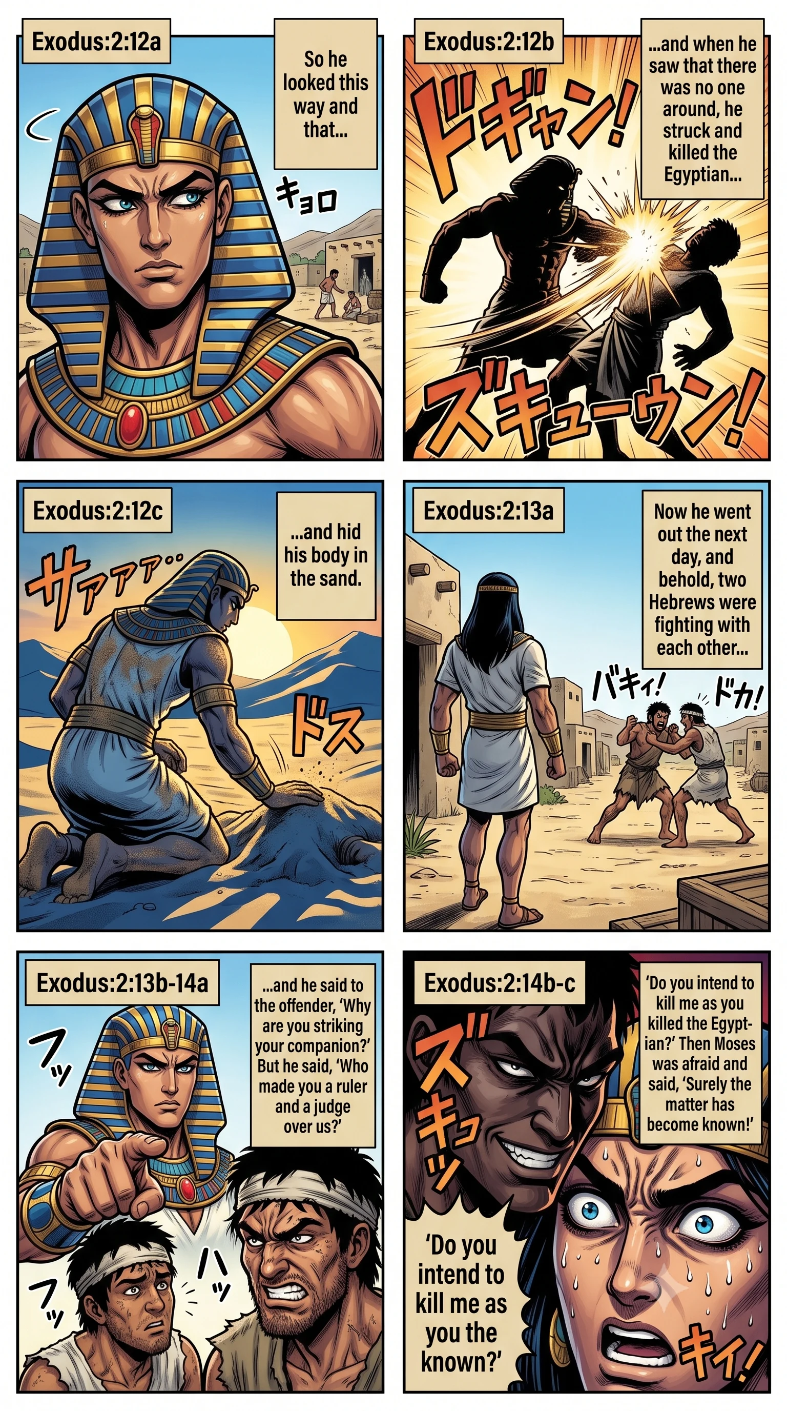 Exodus 2 illustration: Moses Kills an Egyptian