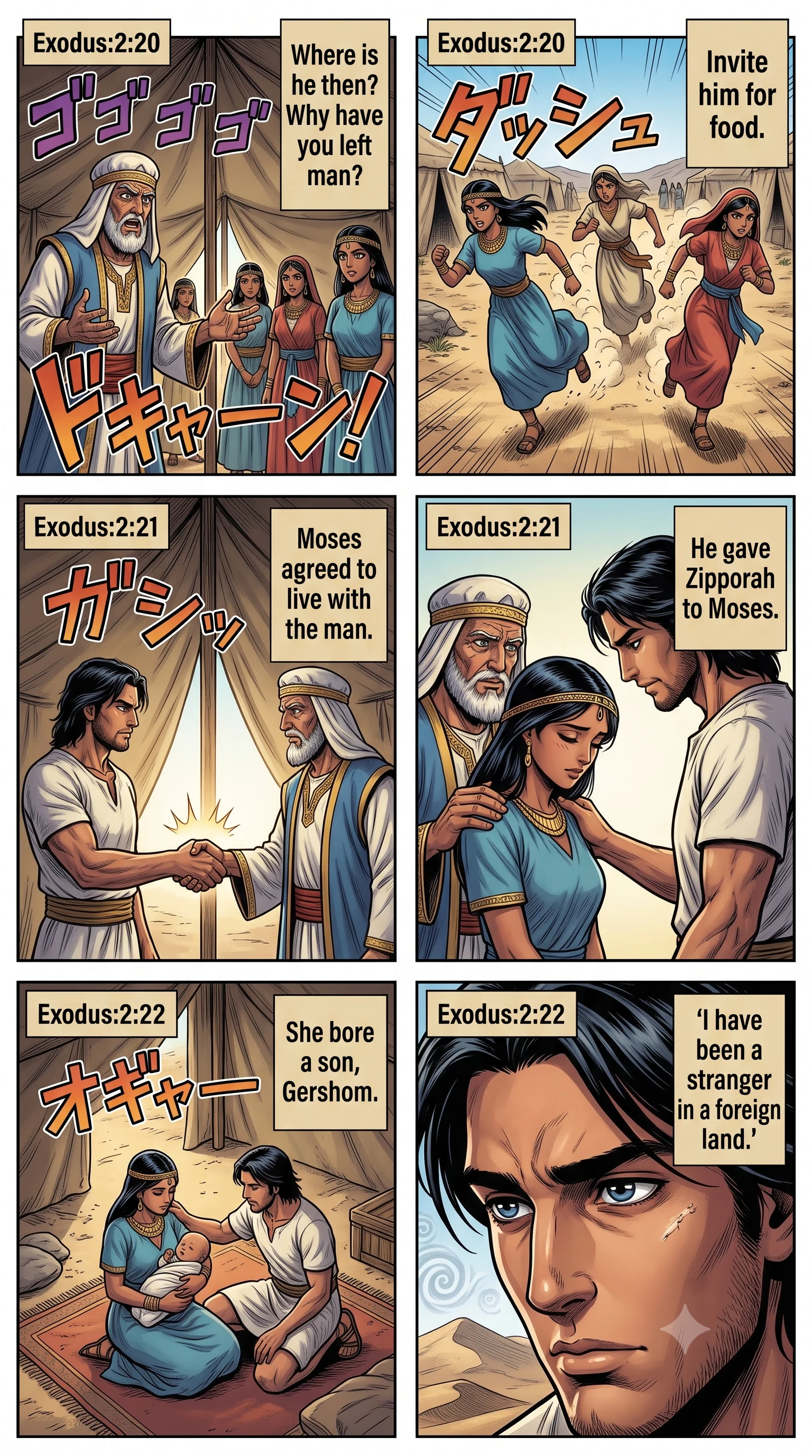 Exodus 2 illustration: Moses Marries Zipporah