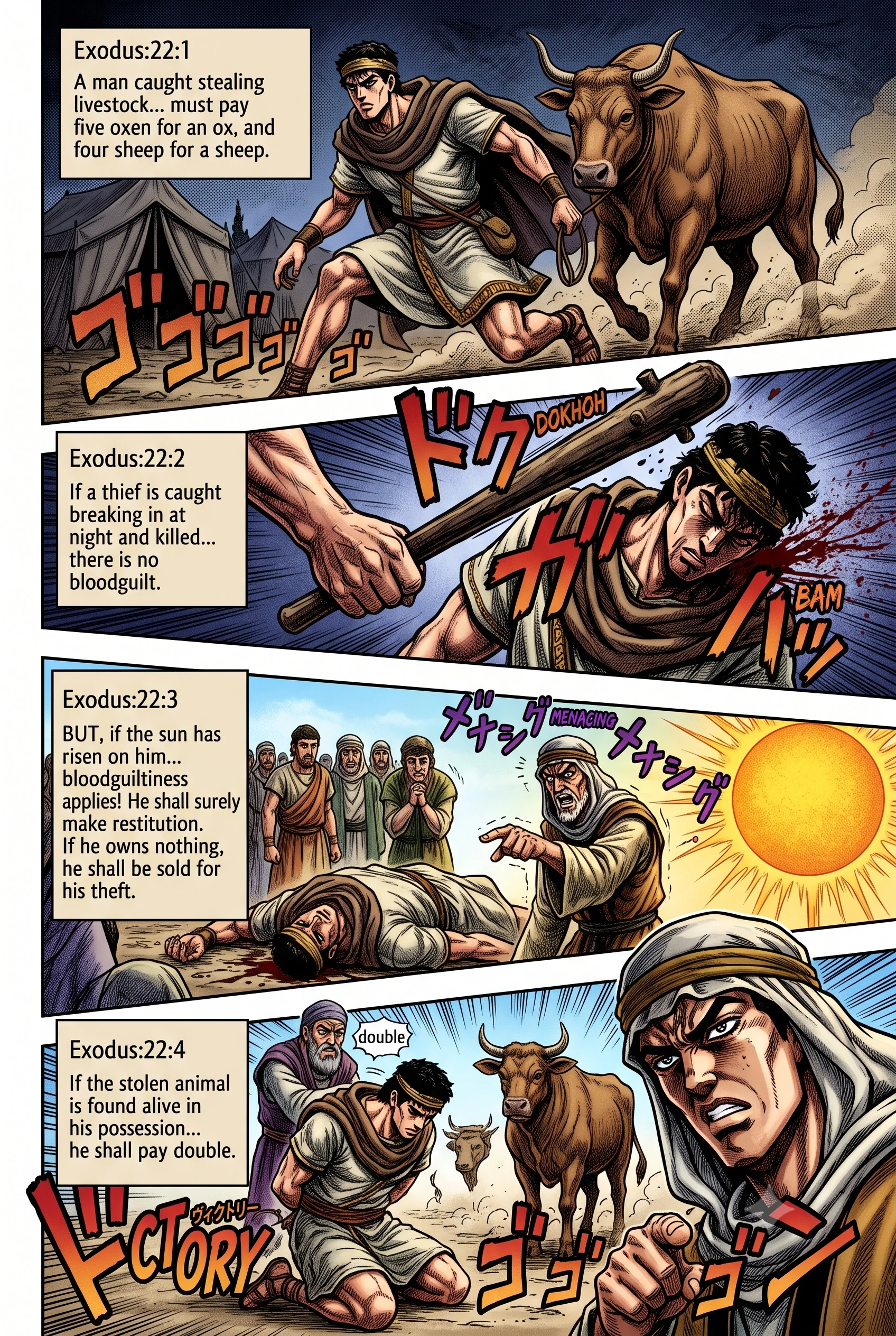 Exodus 22 illustration: Restitution for Stolen Livestock