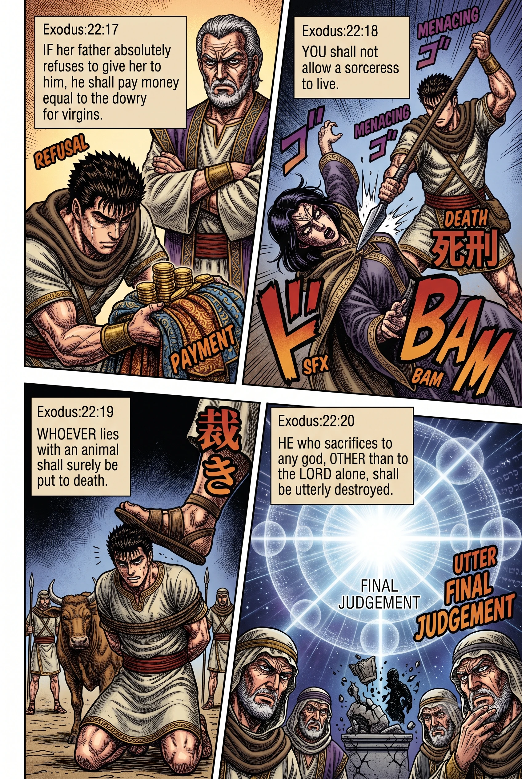 Exodus 22 illustration: Sorcery, Bestiality, and False Sacrifice