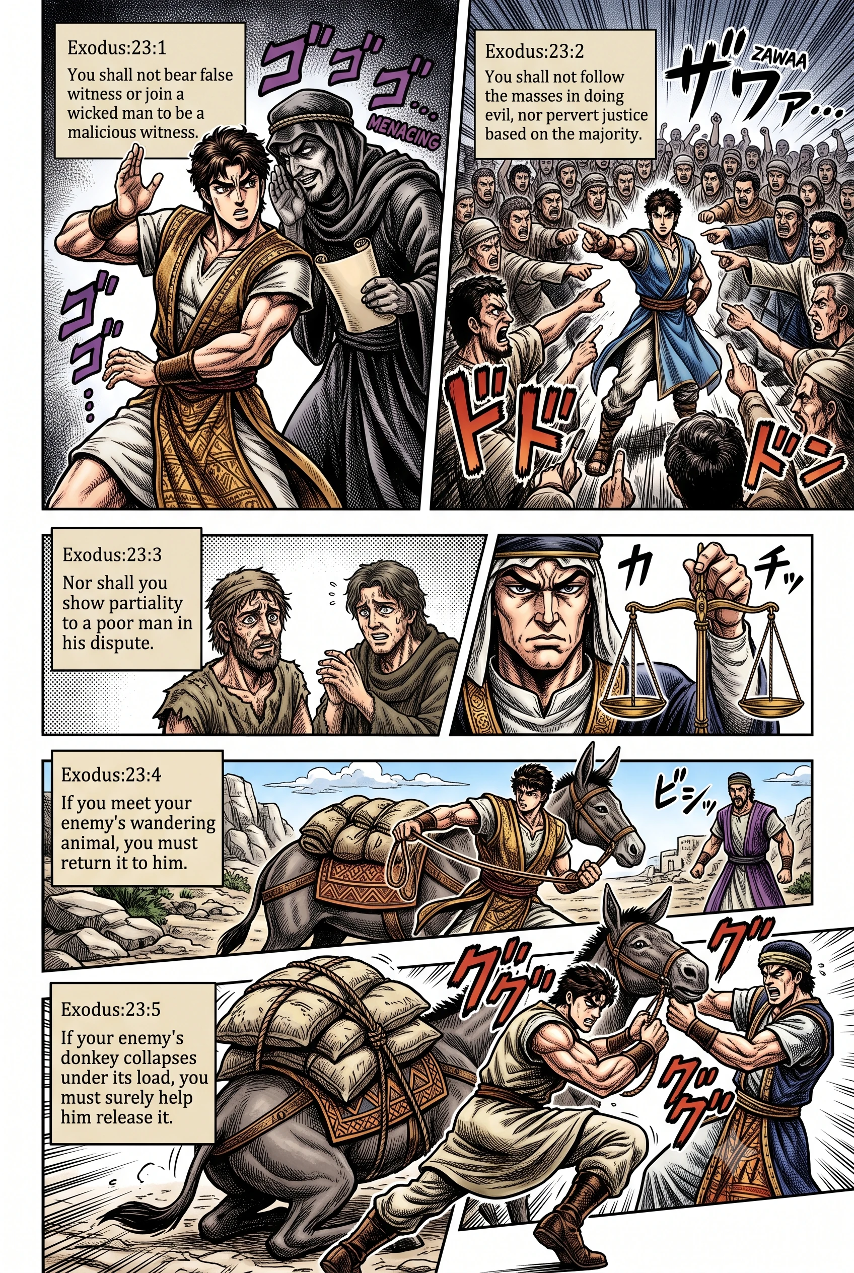 Exodus 23 illustration: Prohibition Against False Witness and Partiality