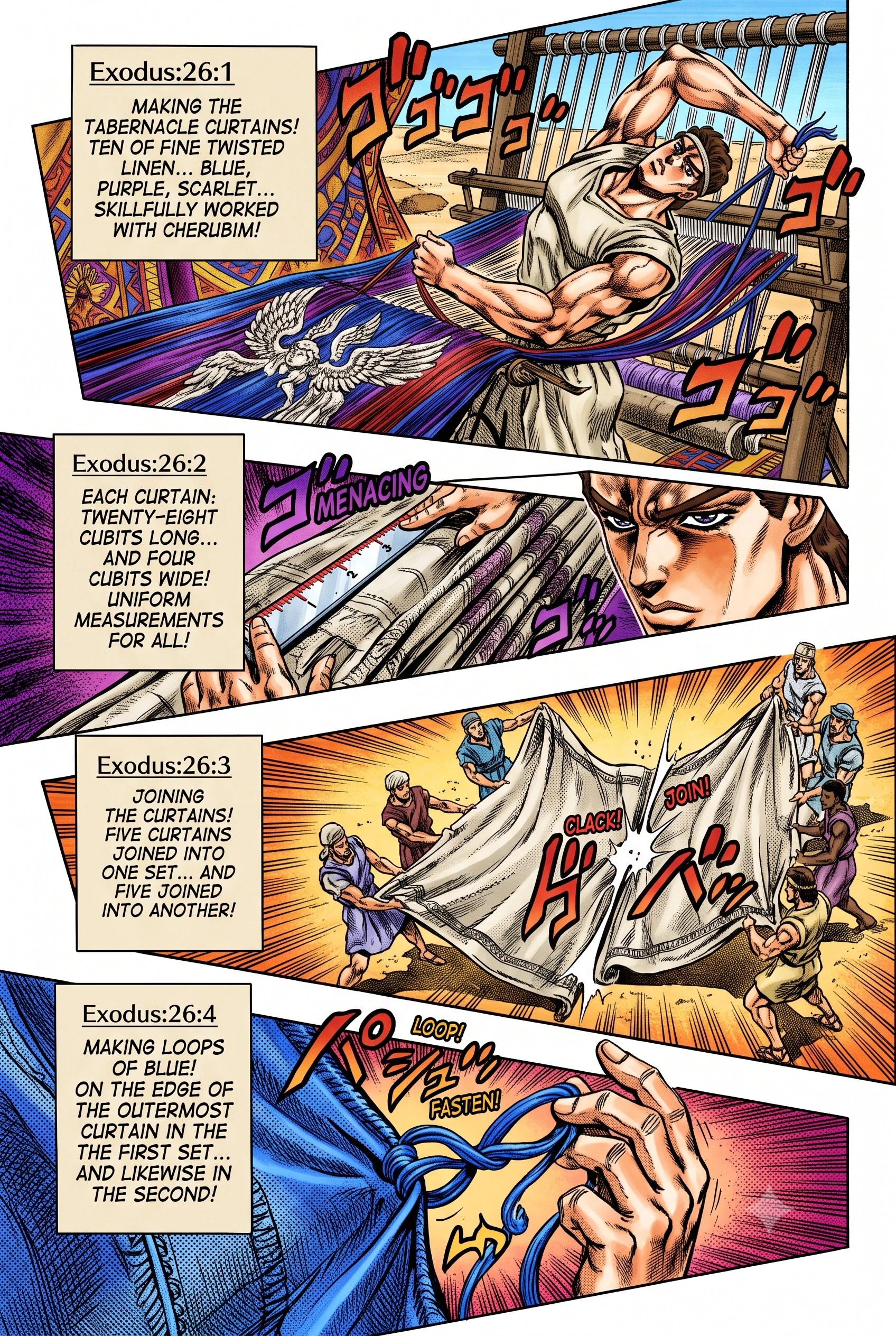 Exodus 26 illustration: Ten Linen Curtains Joined Together