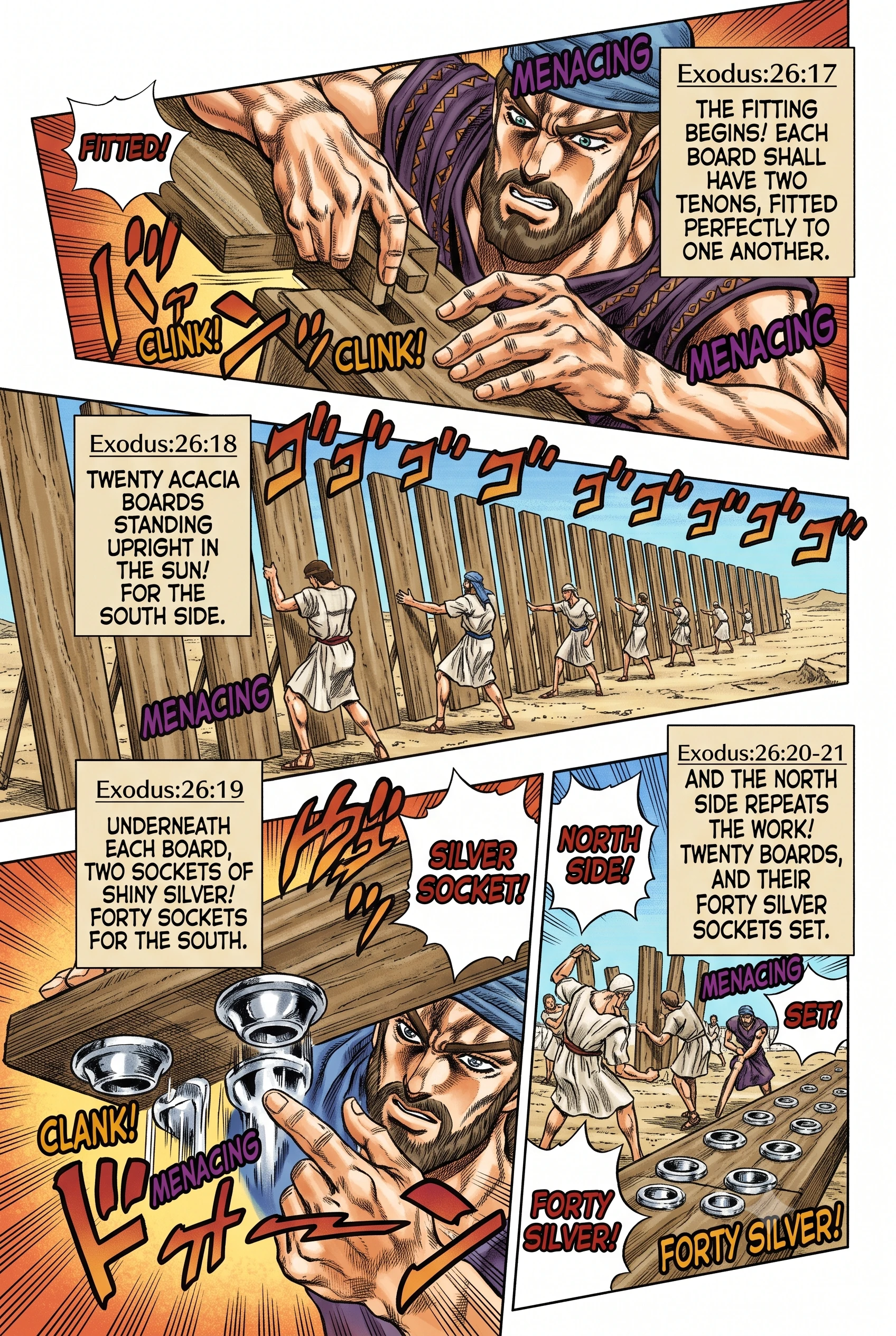 Exodus 26 illustration: Gold-Covered Bars for the Boards
