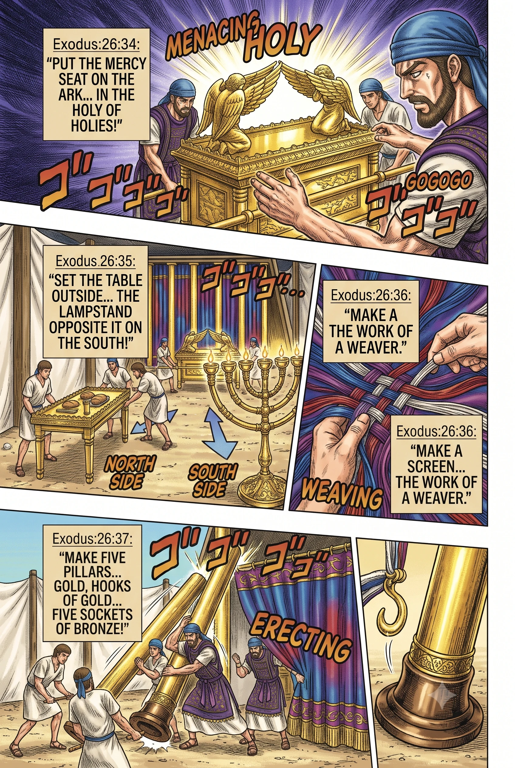 Exodus 26 illustration: Screen for the Tent's Doorway