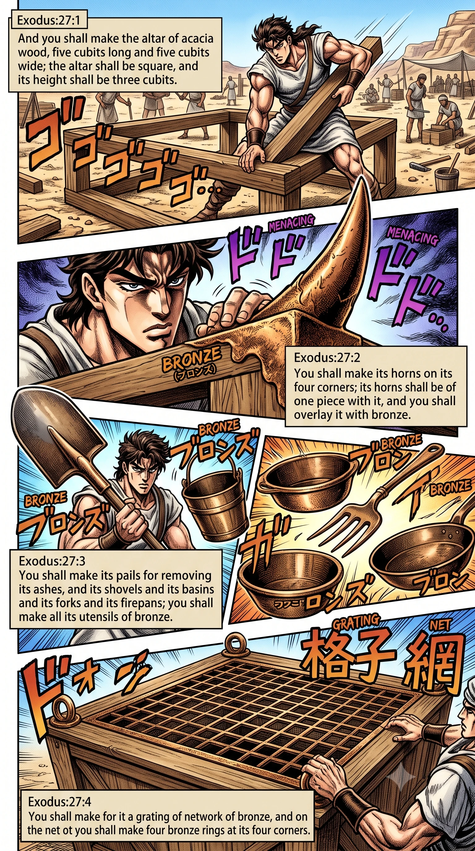 Exodus 27 illustration: The Bronze Altar and Its Utensils