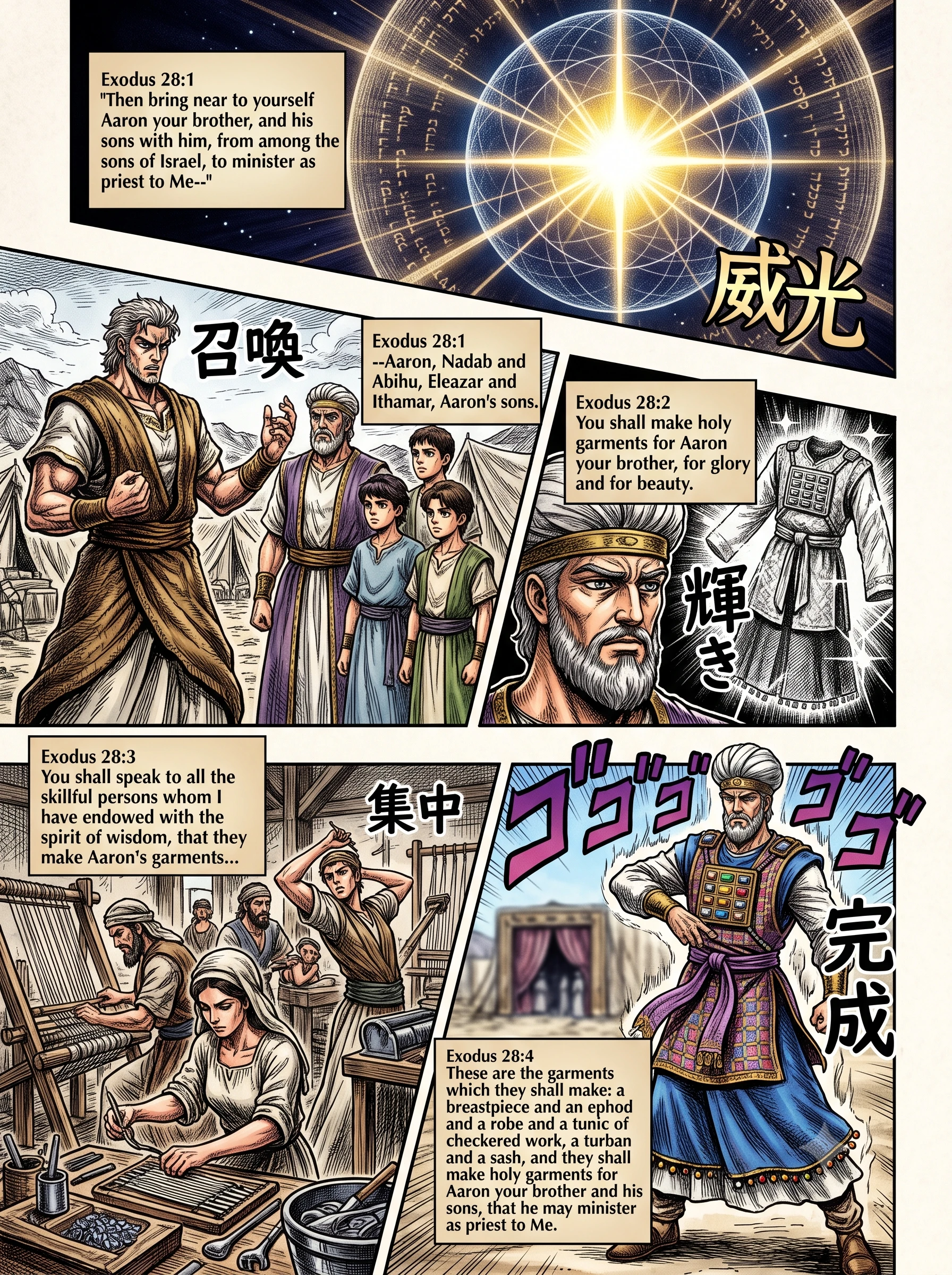 Exodus 28 illustration: Commissioning Aaron's Priestly Garments