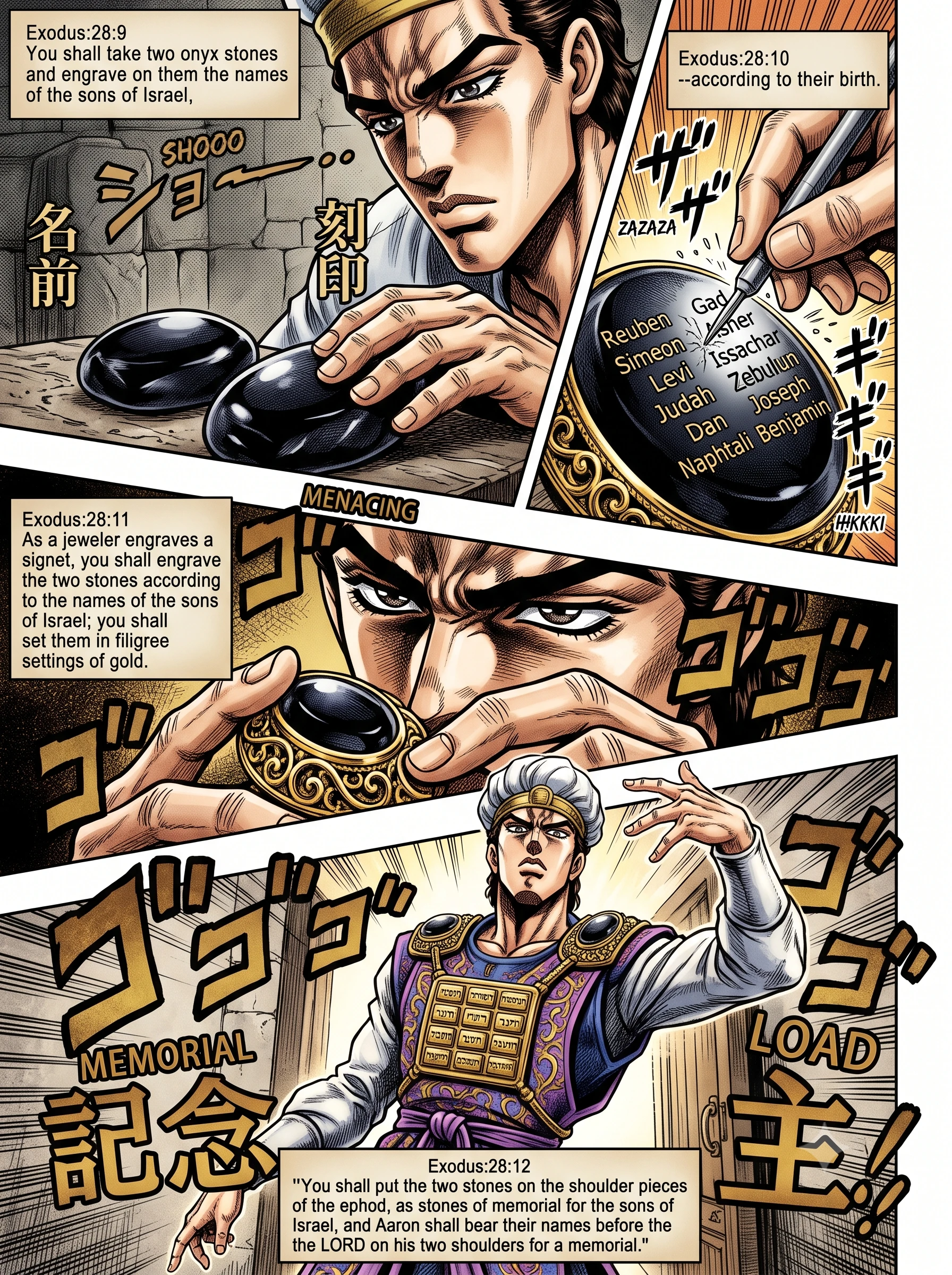 Exodus 28 illustration: Onyx Shoulder Stones and Gold Chains