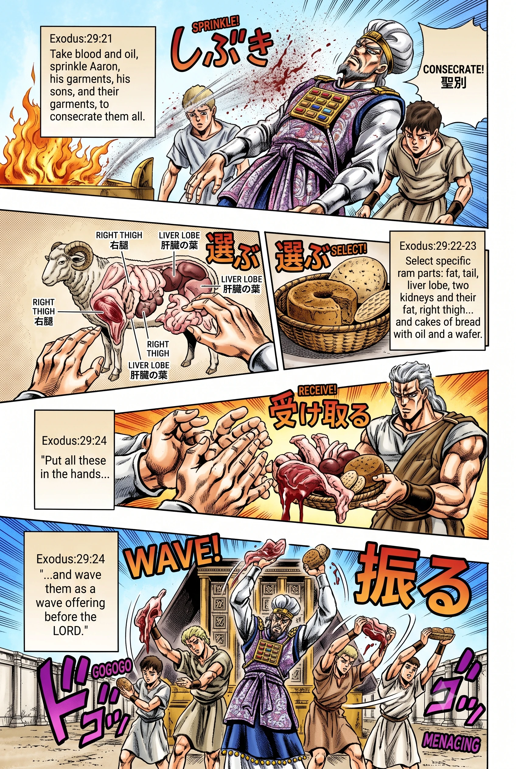 Exodus 29 illustration: Ordination Ram's Blood on the Priests