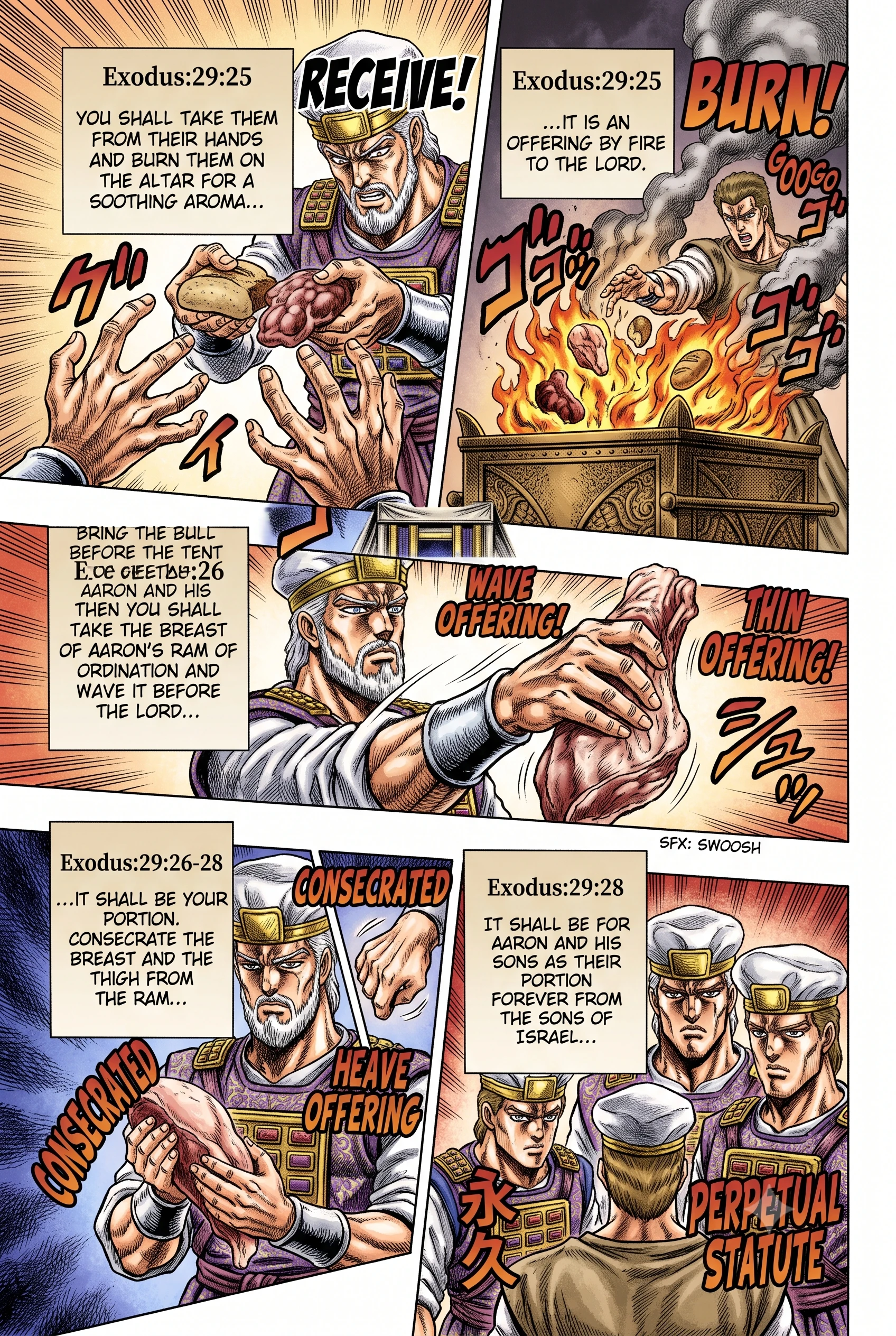Exodus 29 illustration: Wave Offering of Ram's Fat and Bread