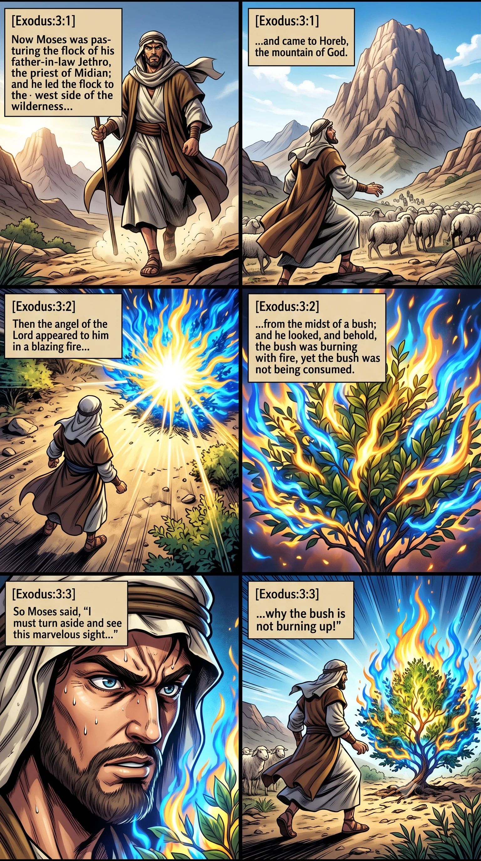 Exodus 3 illustration: Moses and the Burning Bush