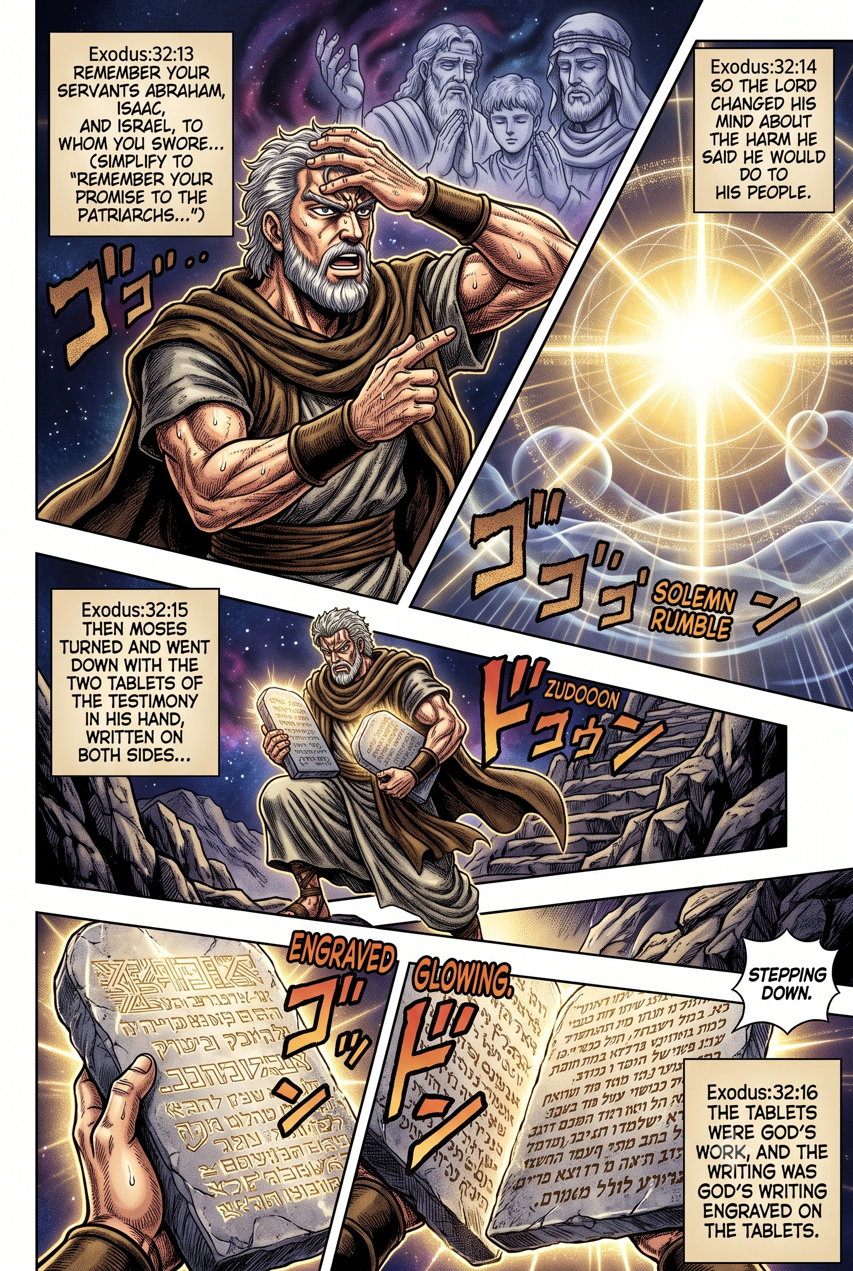 Exodus 32 illustration: Moses Descends with the Tablets