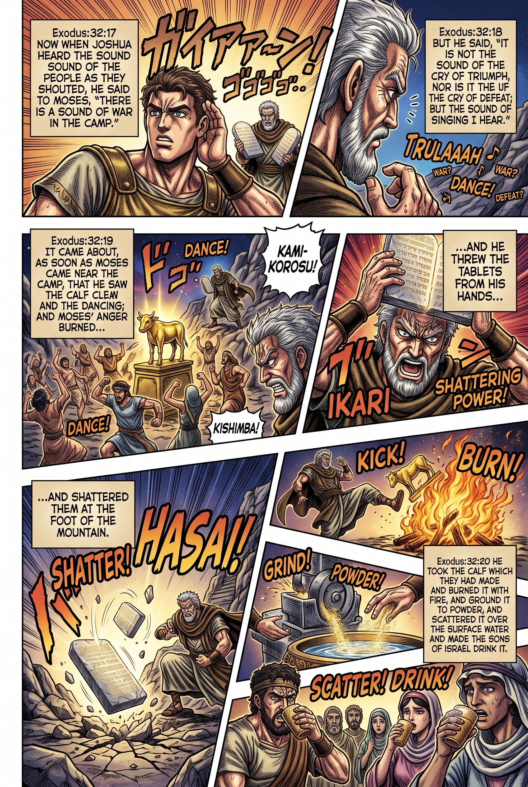 Exodus 32 illustration: Joshua Hears the Camp's Noise