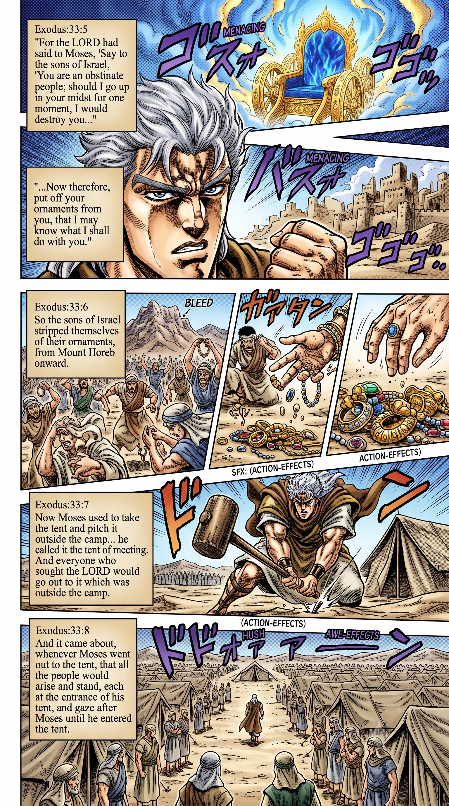 Exodus 33 illustration: The People Mourn and Strip Ornaments