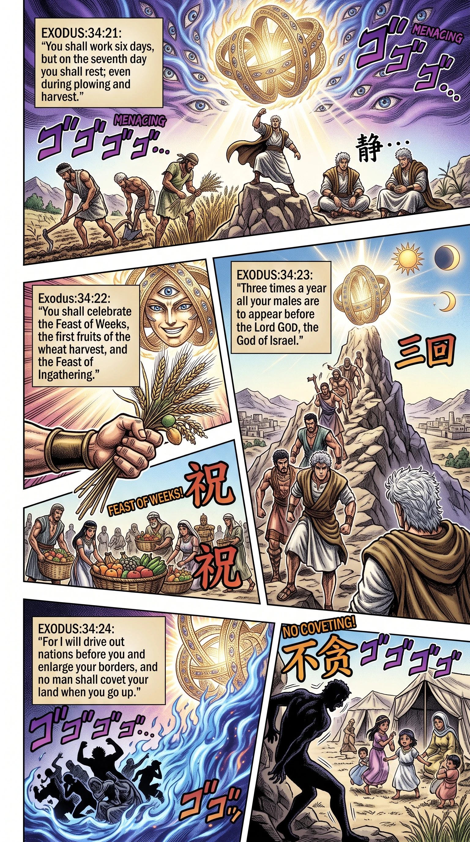 Exodus 34 illustration: Annual Feasts and Offering Laws