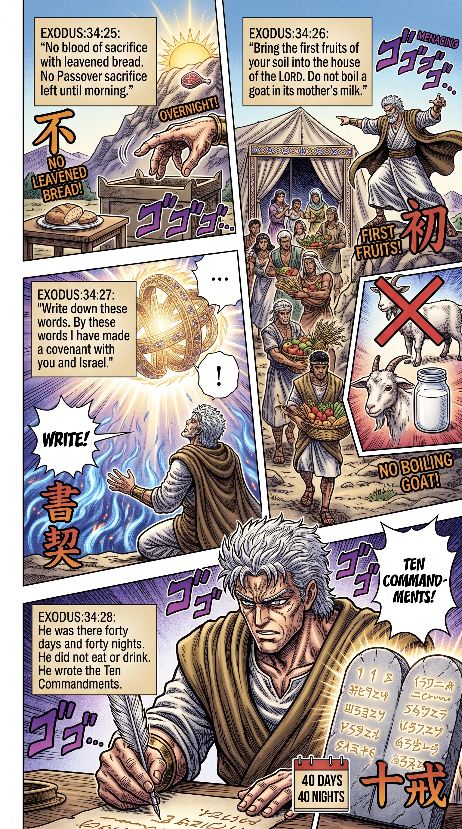 Exodus 34 illustration: Moses Fasts and Writes the Covenant