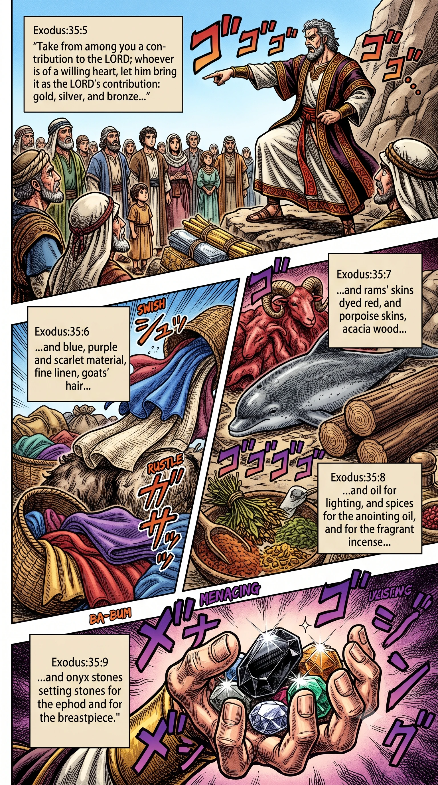 Exodus 35 illustration: Call for Tabernacle Materials