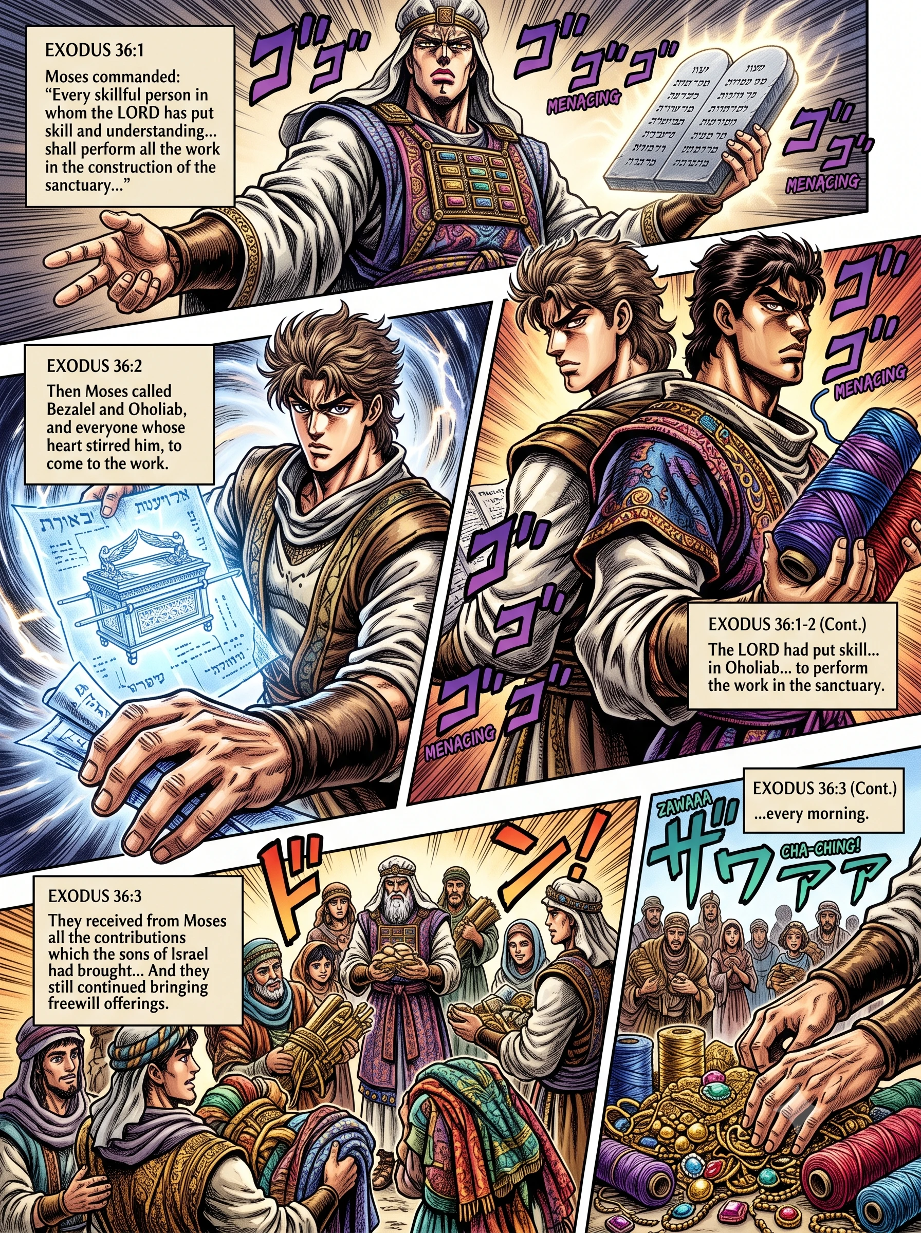 Exodus 36 illustration: Bezalel and Oholiab Begin Work