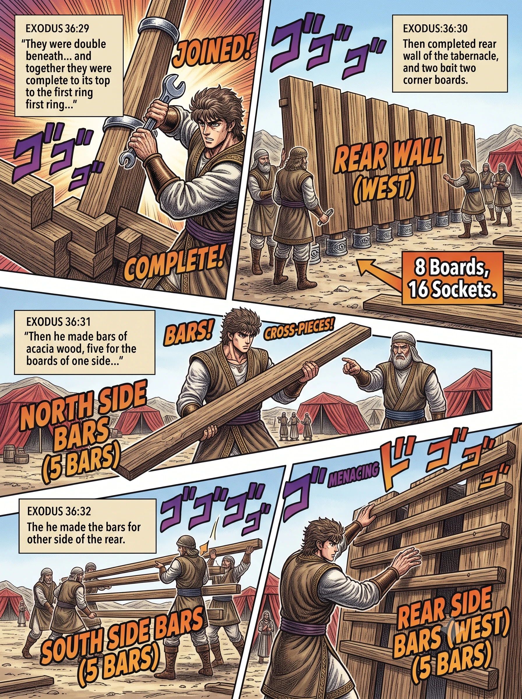 Exodus 36 illustration: Acacia Bars Overlaid with Gold