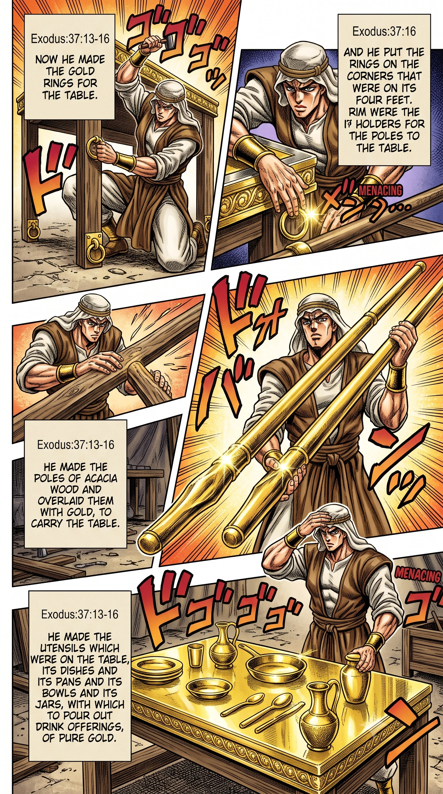 Exodus 37 illustration: Table's Poles and Gold Utensils