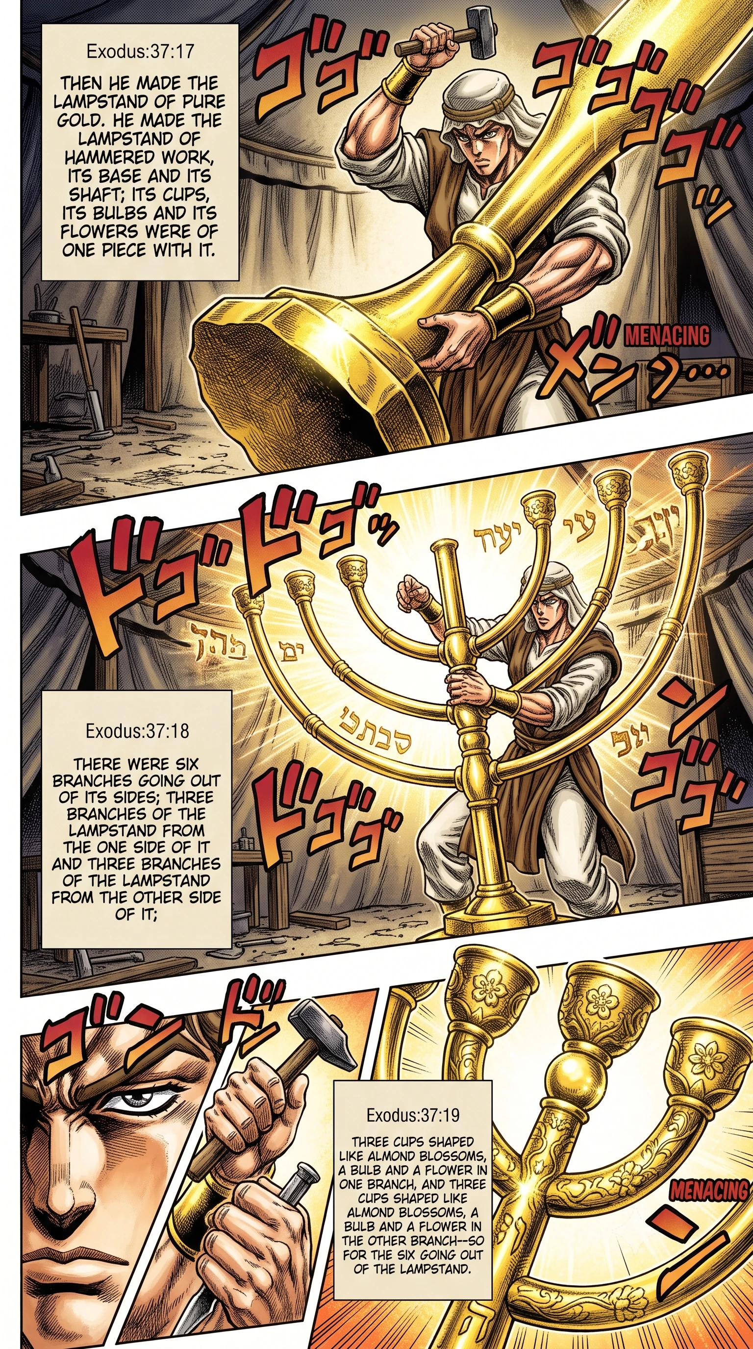 Exodus 37 illustration: Shaping the Lampstand's Branches