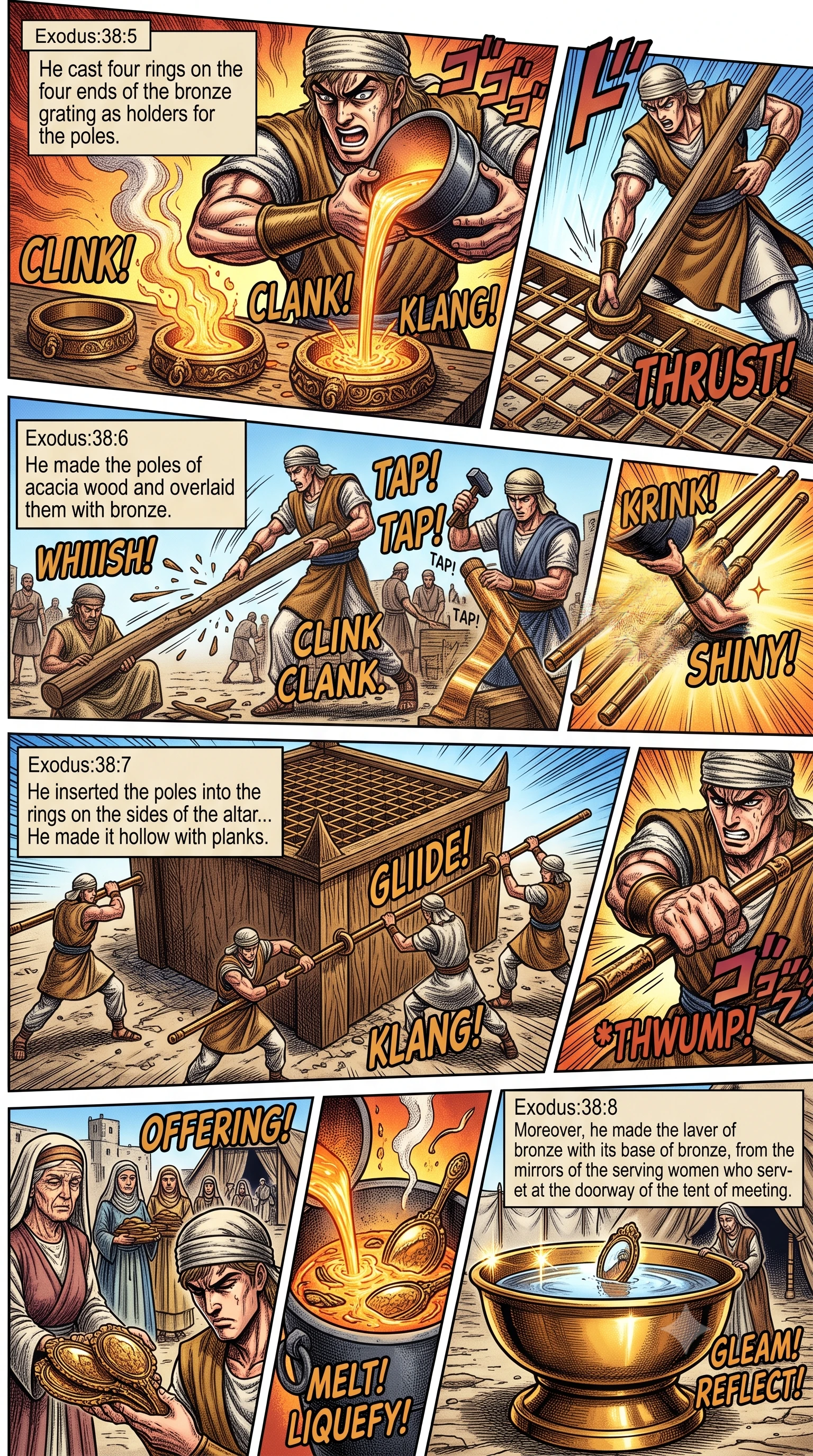 Exodus 38 illustration: The Bronze Laver from Mirrors