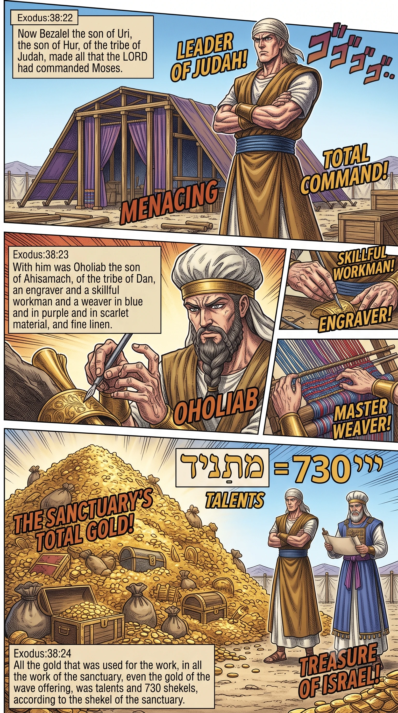 Exodus 38 illustration: Bezalel and Oholiab, the Craftsmen