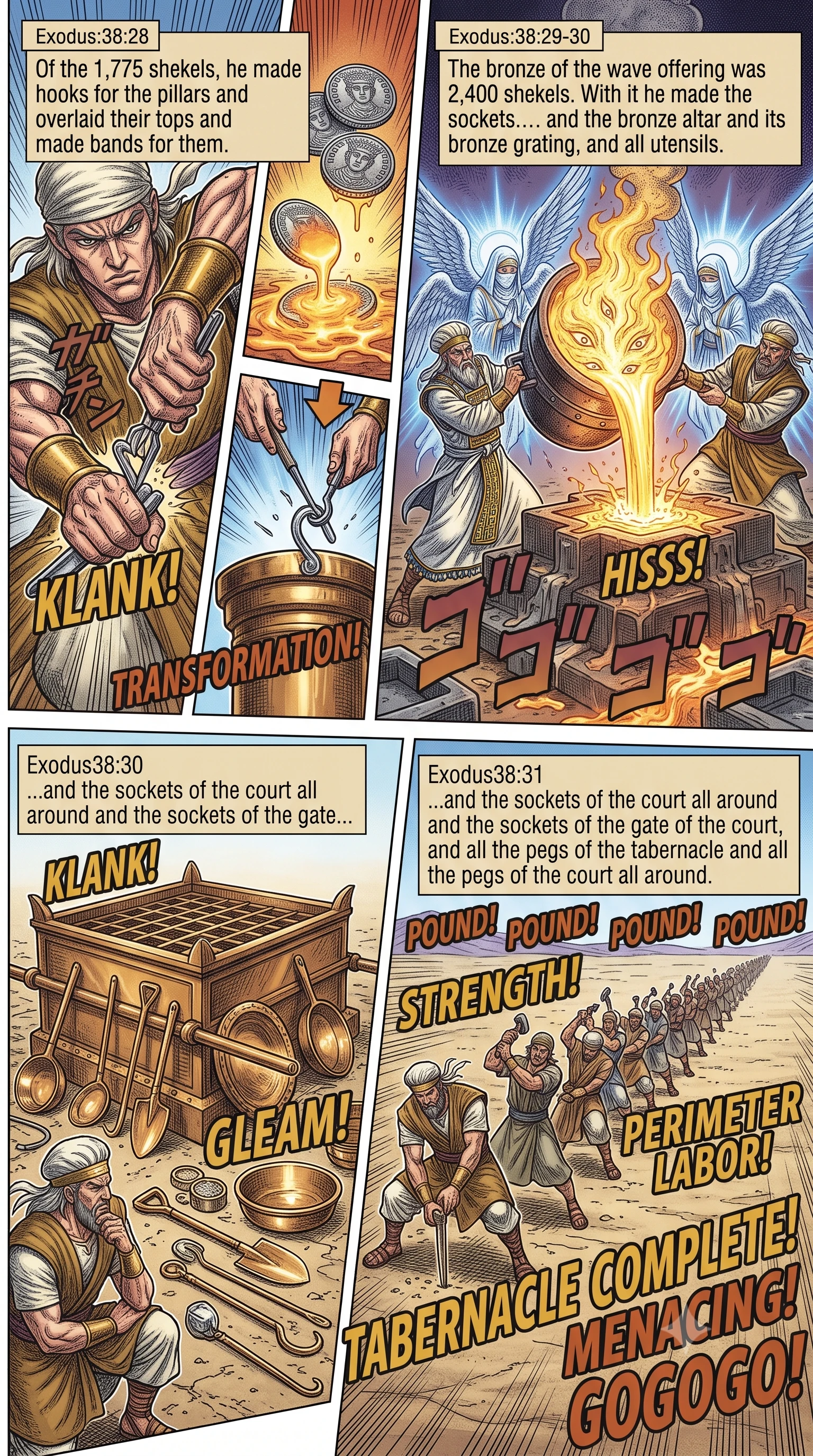 Exodus 38 illustration: How the Bronze Was Used