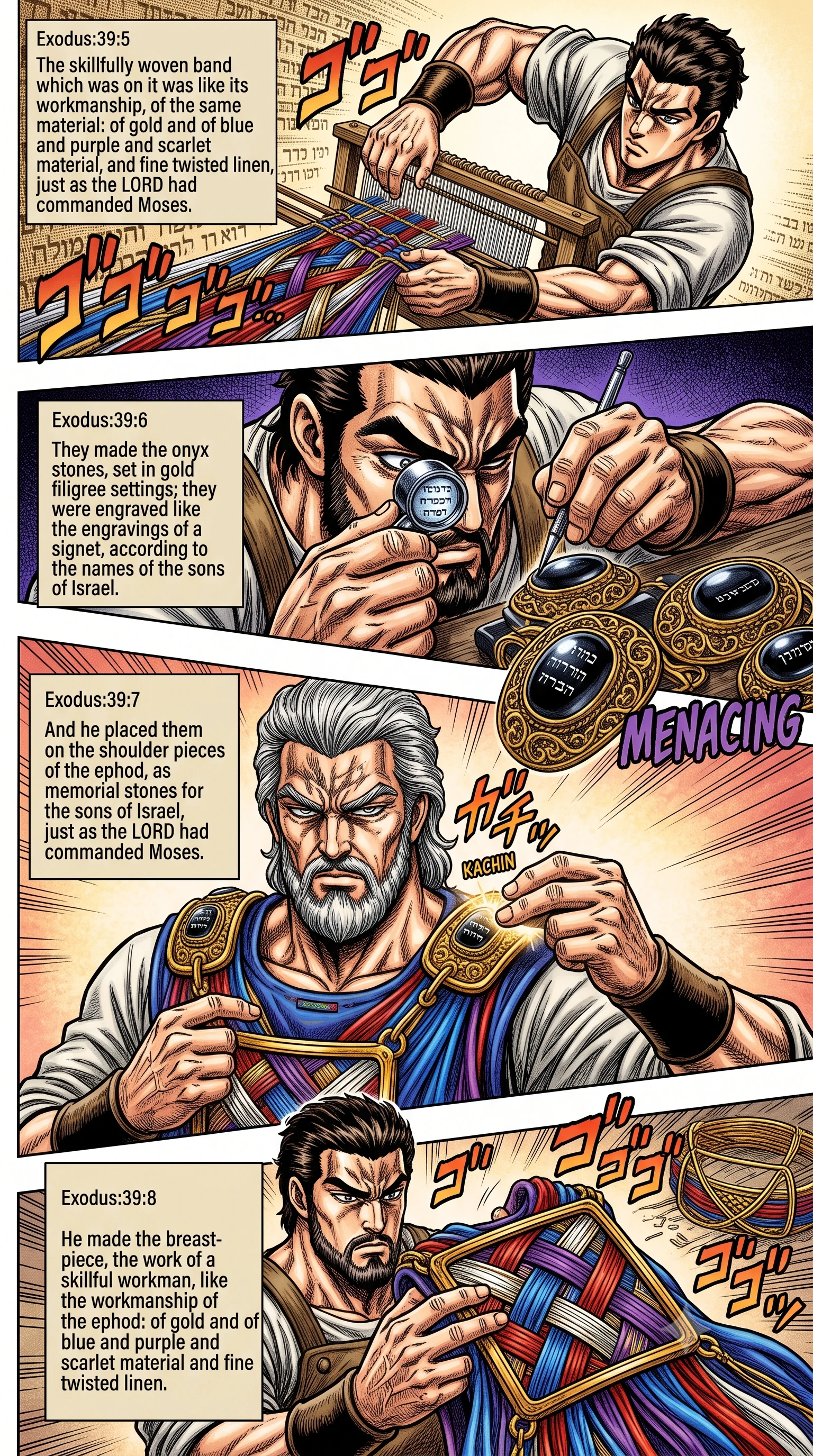 Exodus 39 illustration: The Ephod Woven and Shoulder Pieces Set