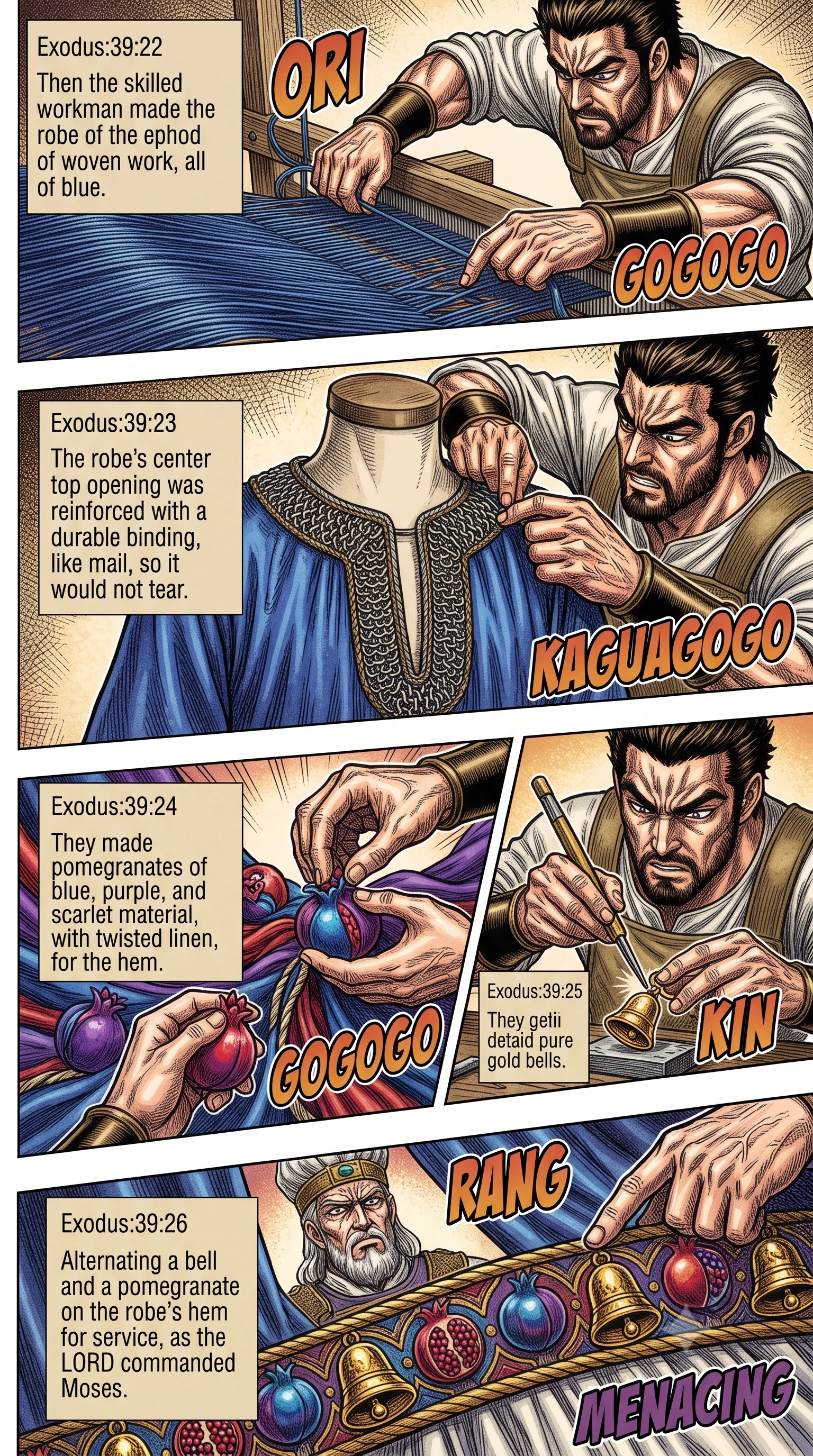 Exodus 39 illustration: Tunics, Turban, and Sashes for Priests