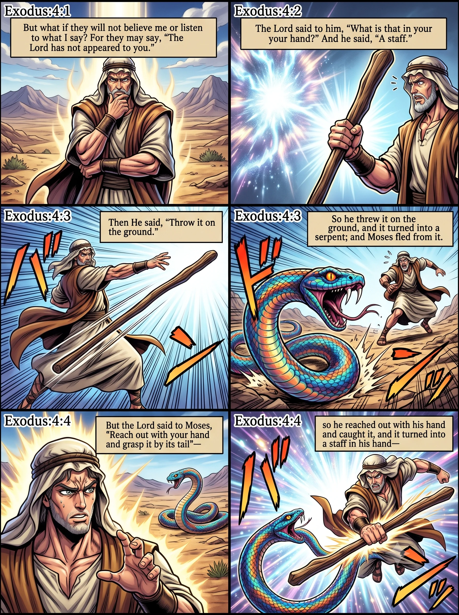 Exodus 4 illustration: The Staff Turned to a Serpent