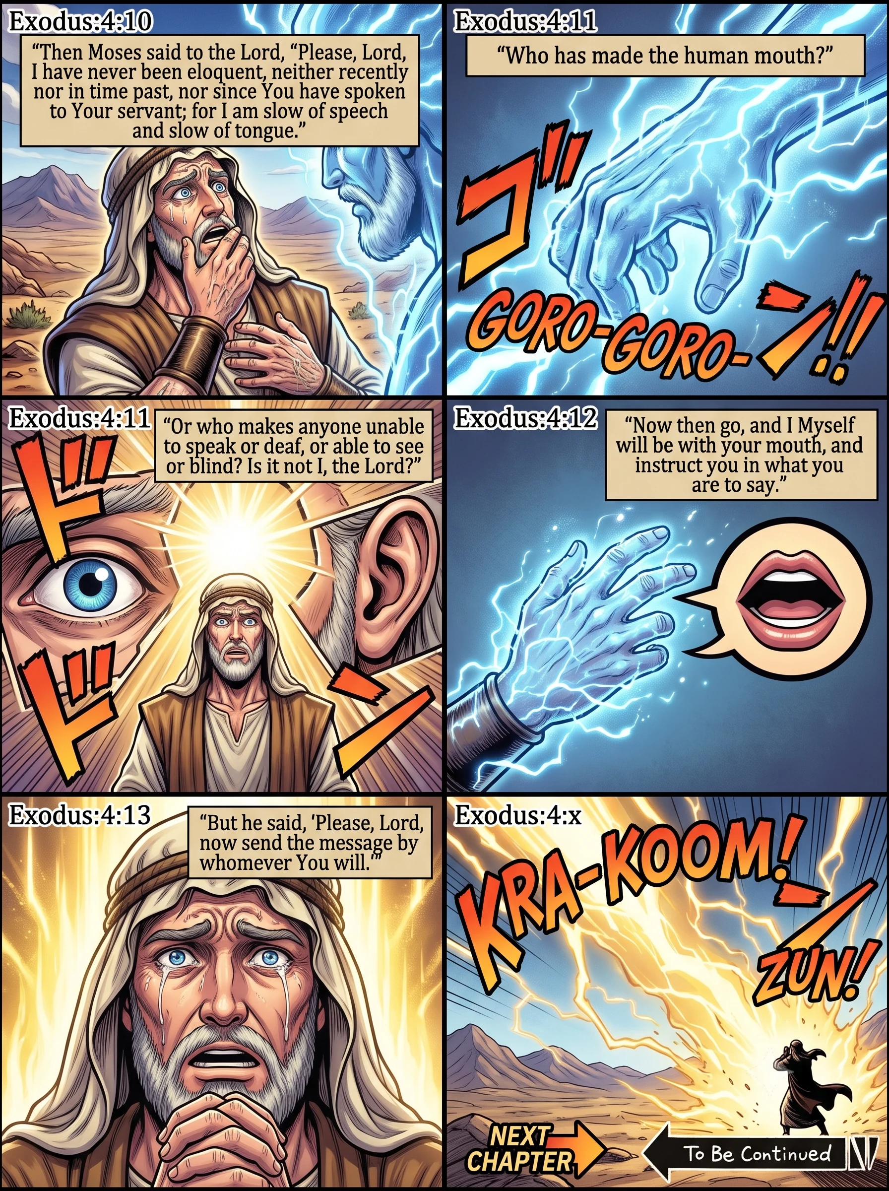 Exodus 4 illustration: Moses Objects: Slow of Speech