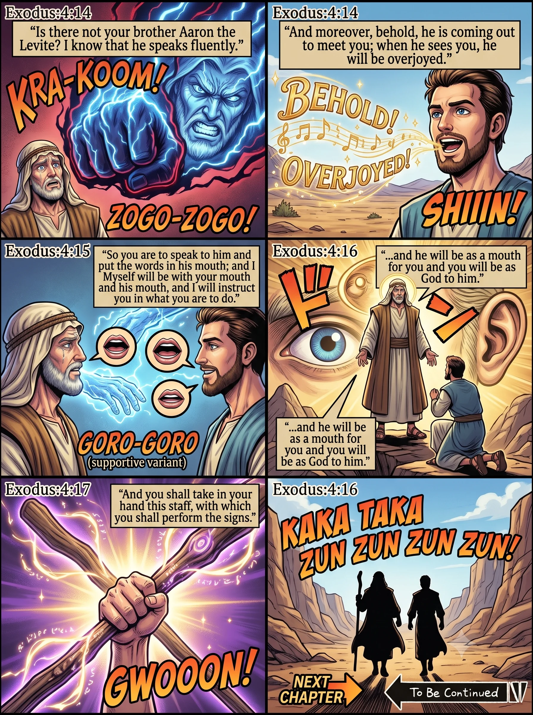 Exodus 4 illustration: Aaron to Be Moses' Mouthpiece
