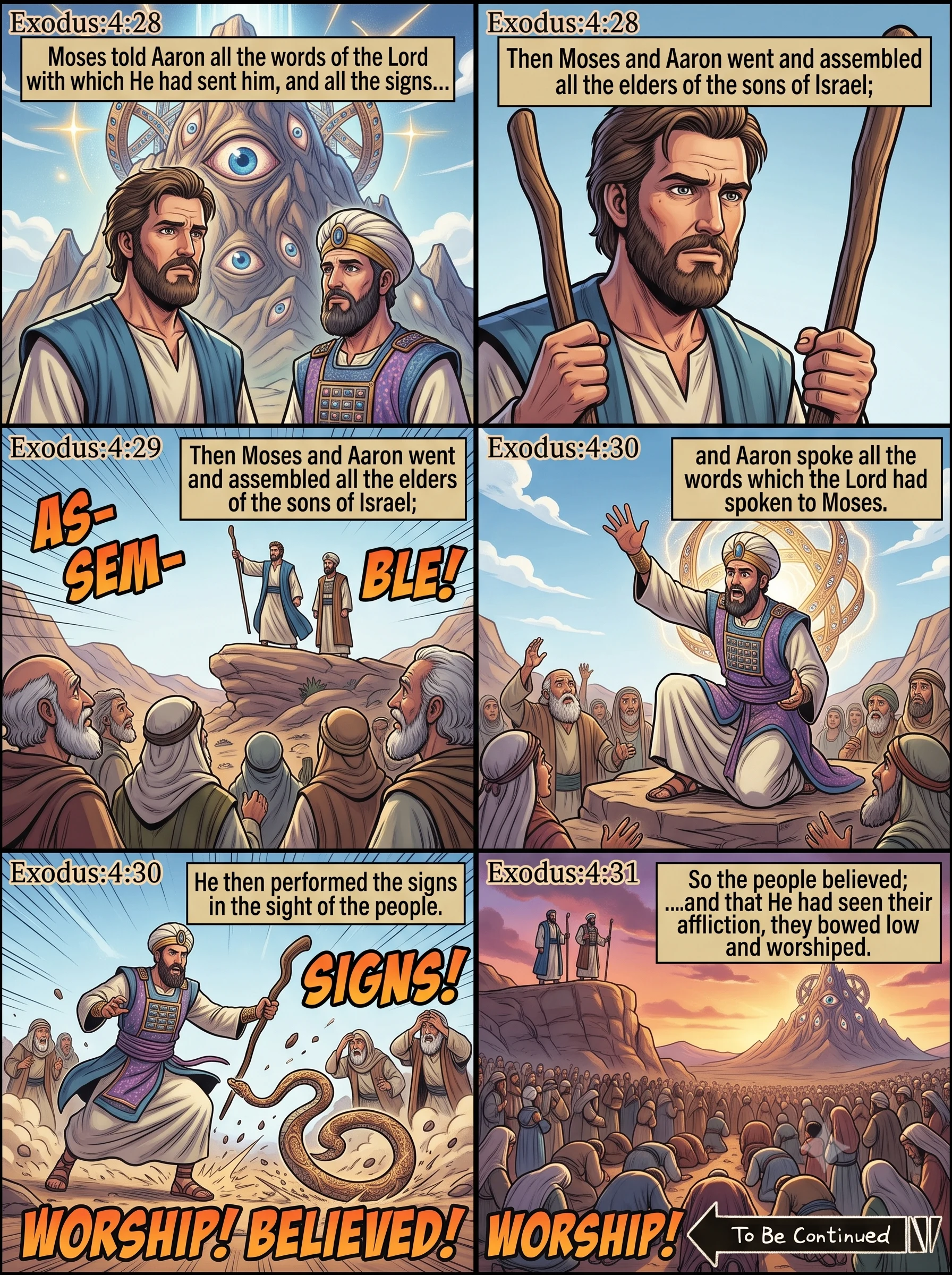 Exodus 4 illustration: Israel Believes and Worships