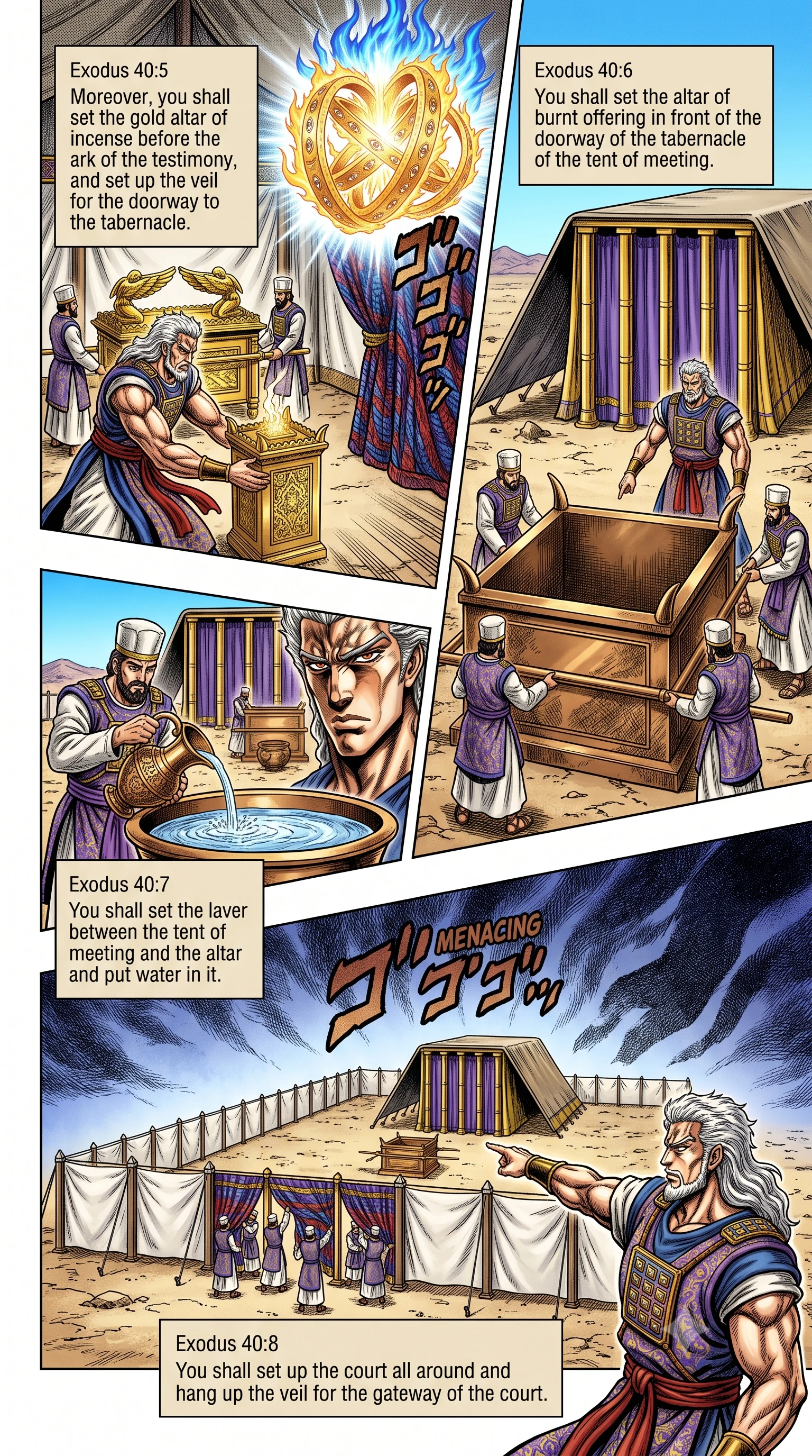 Exodus 40 illustration: Instructions to Place the Furnishings