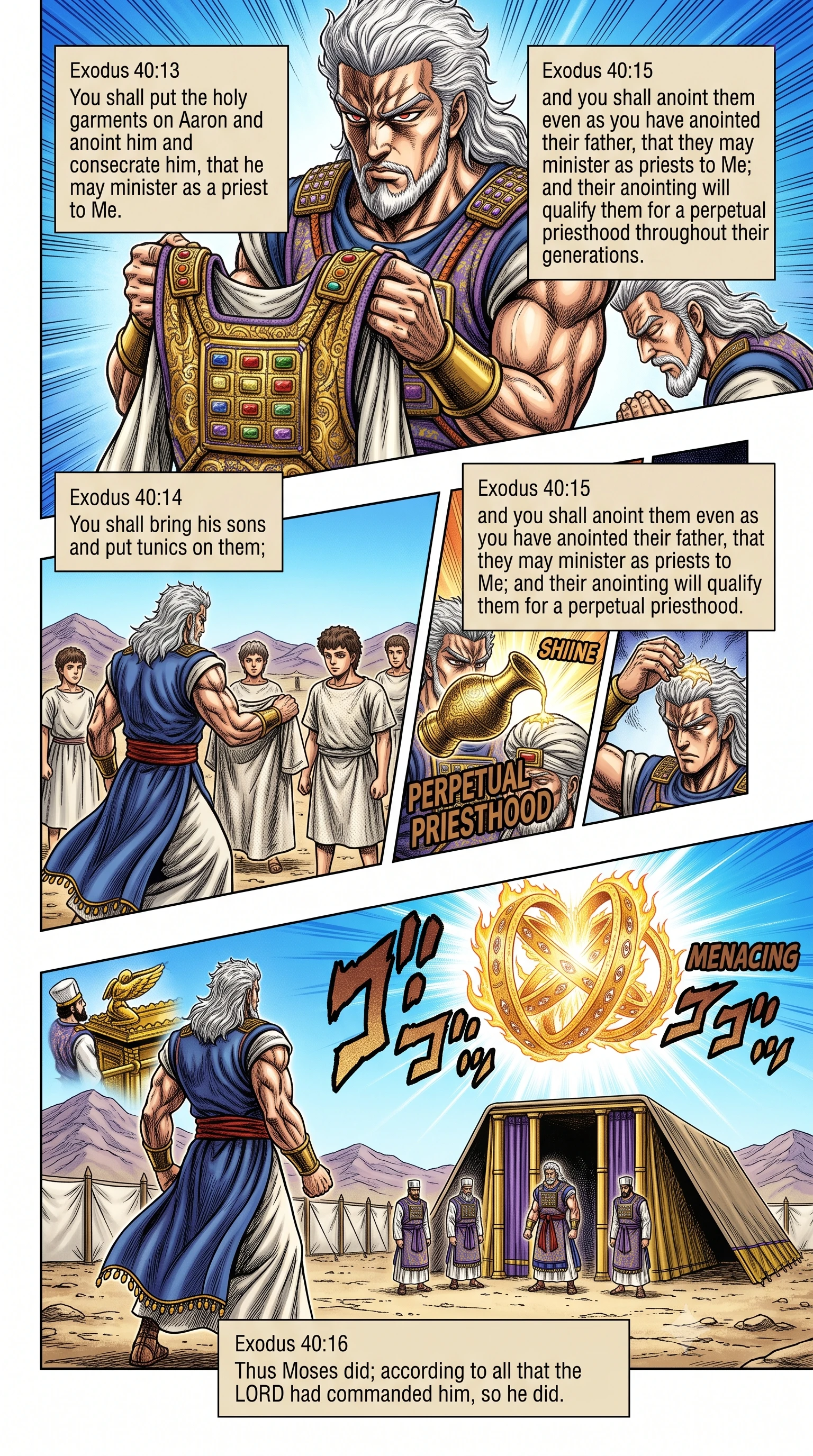 Exodus 40 illustration: Instructions to Consecrate Aaron's Priesthood