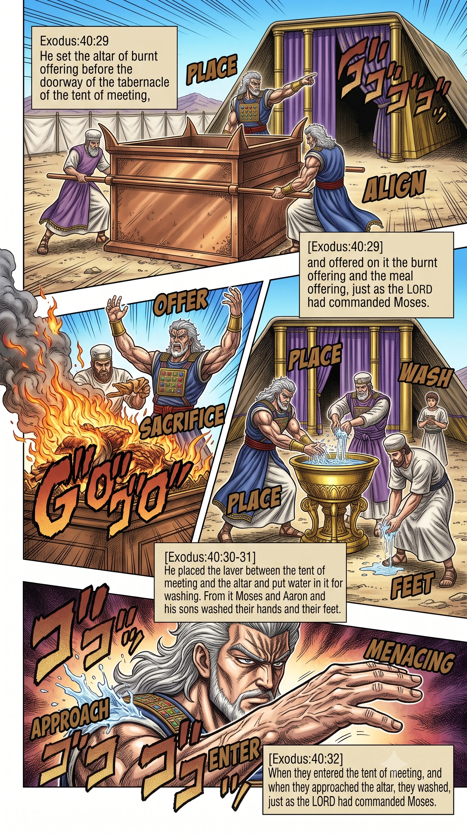 Exodus 40 illustration: Altar, Laver, and Court Completed