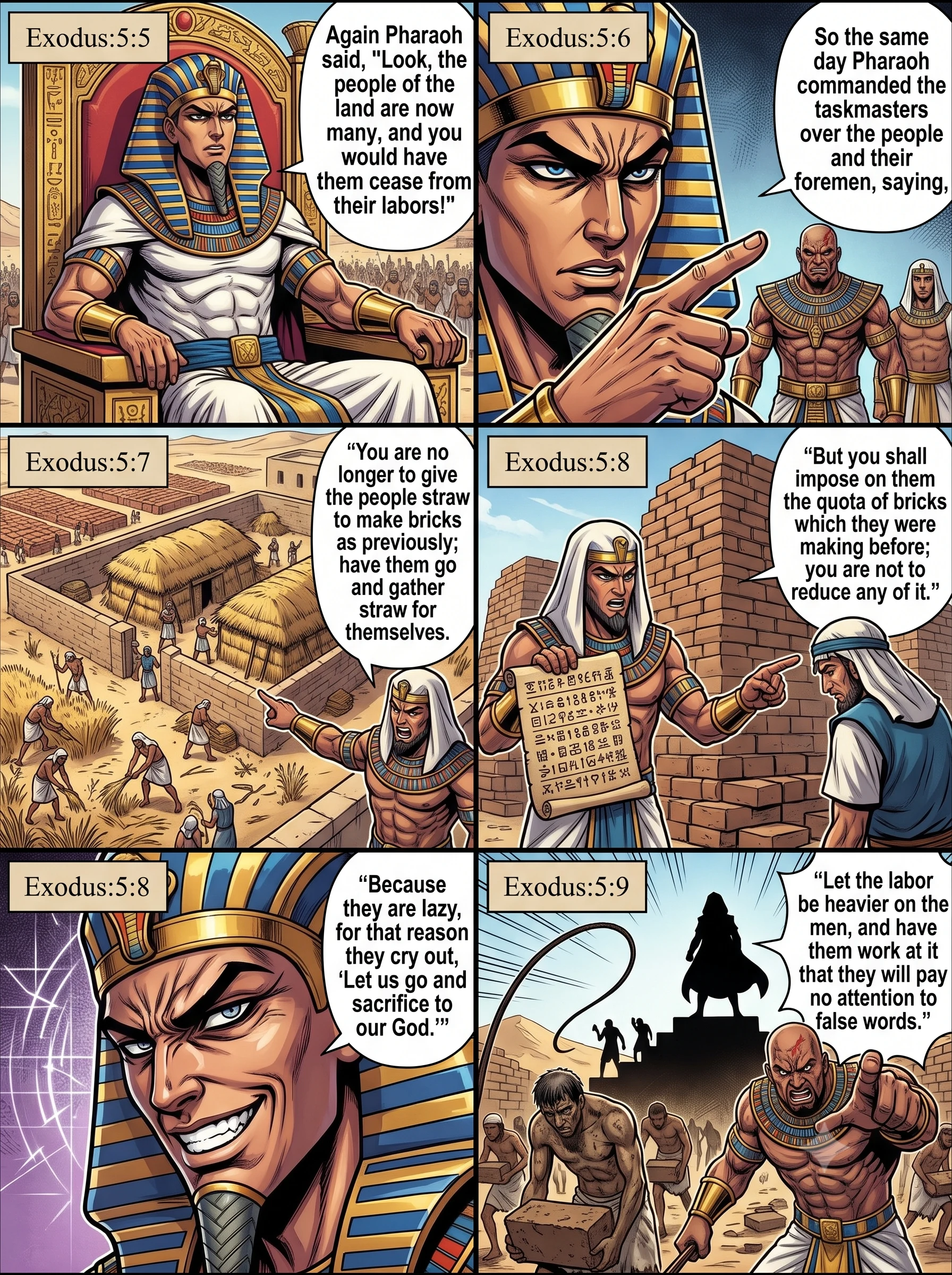 Exodus 5 illustration: Pharaoh Withholds the Straw