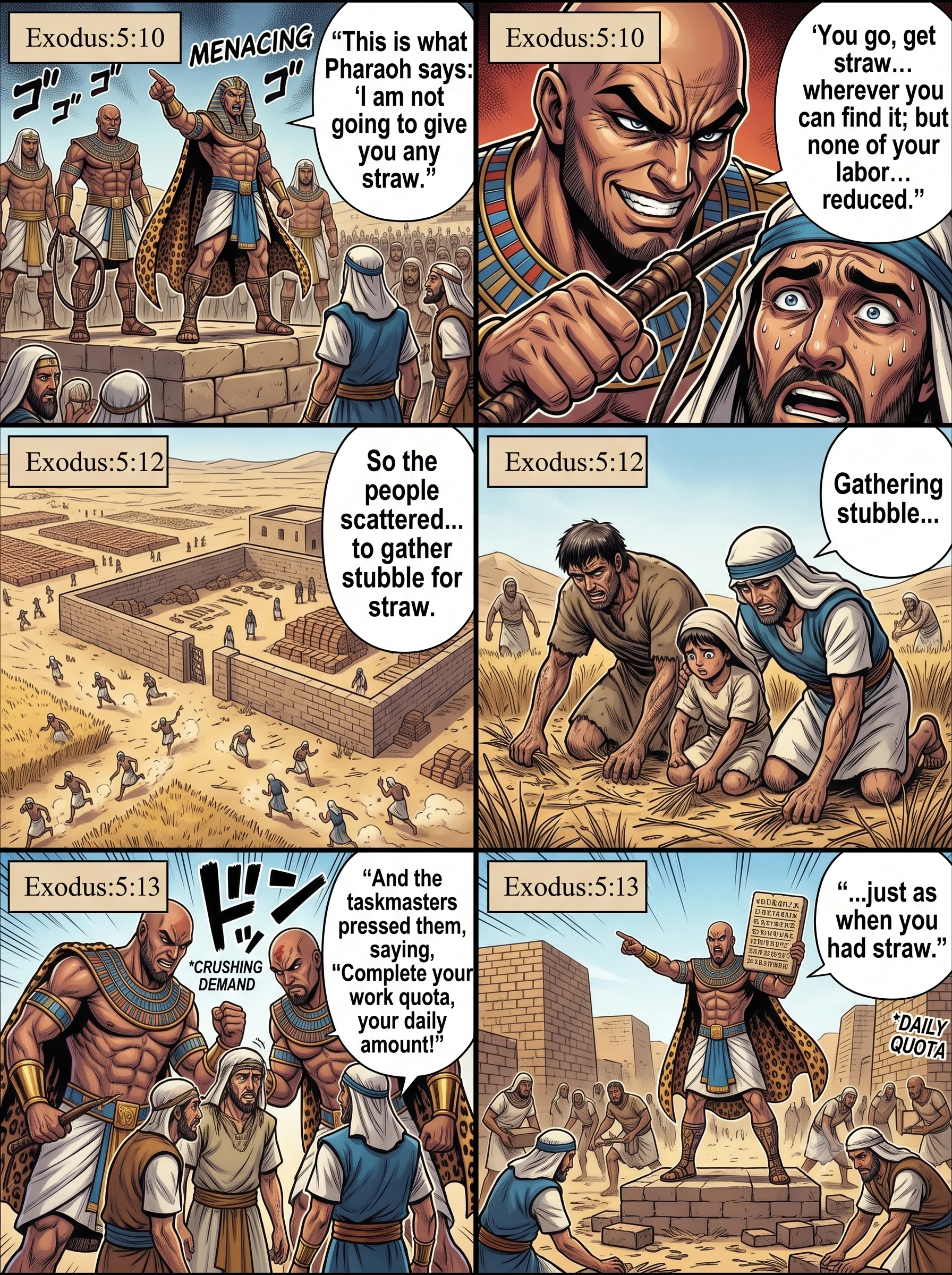 Exodus 5 illustration: The People Scatter for Straw