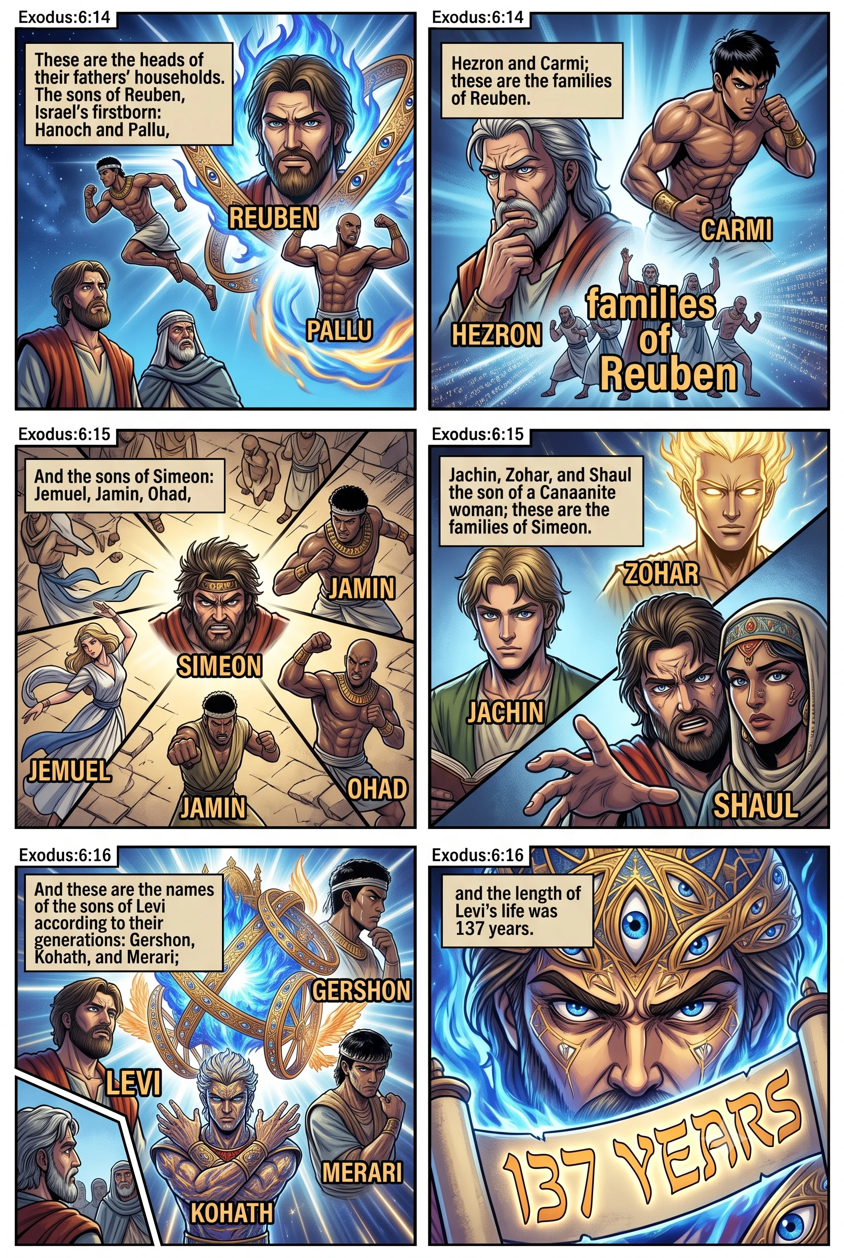 Exodus 6 illustration: The Families of Reuben, Simeon, and Levi