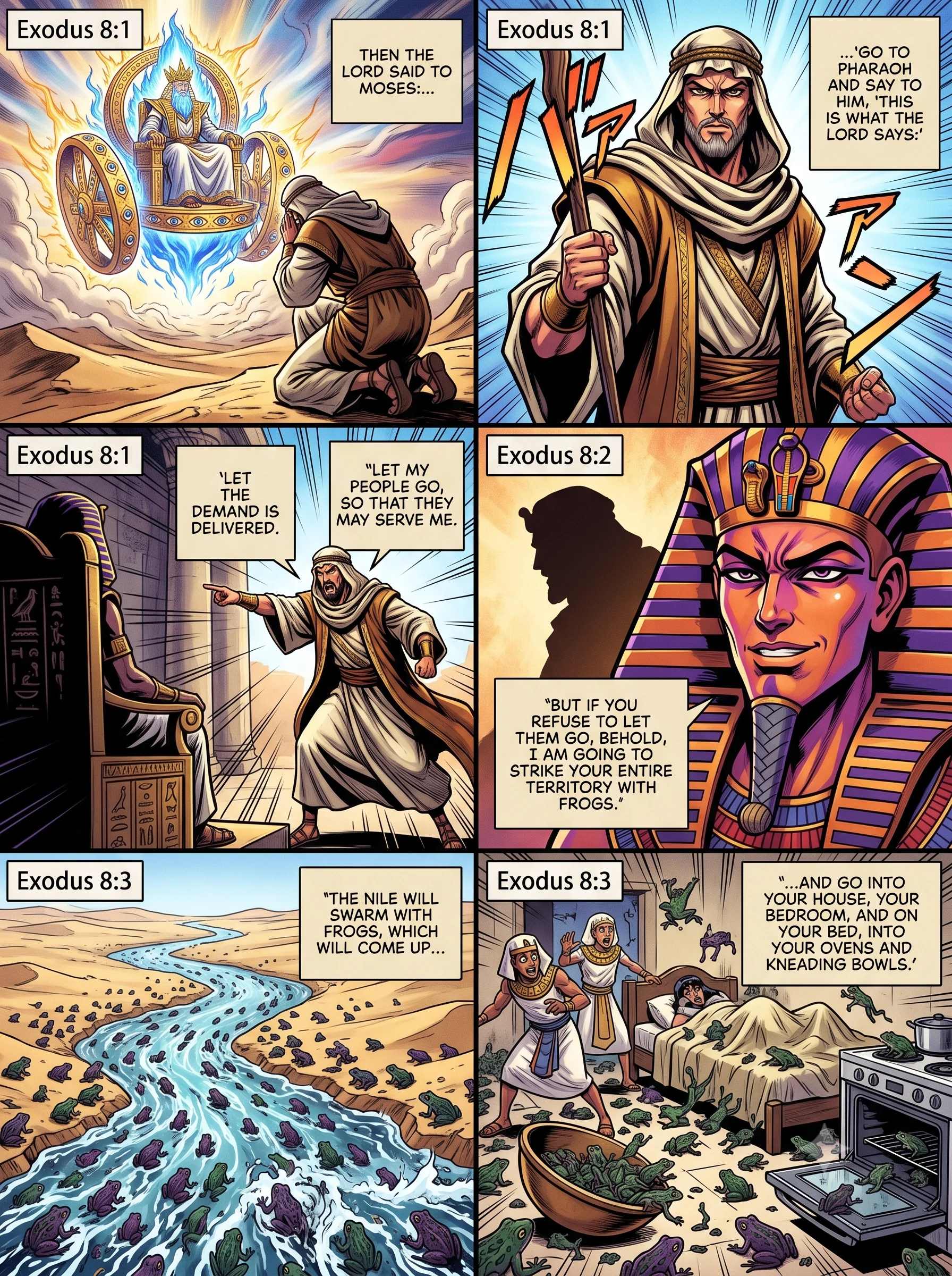 Exodus 8 illustration: The Lord Warns Pharaoh of Frogs