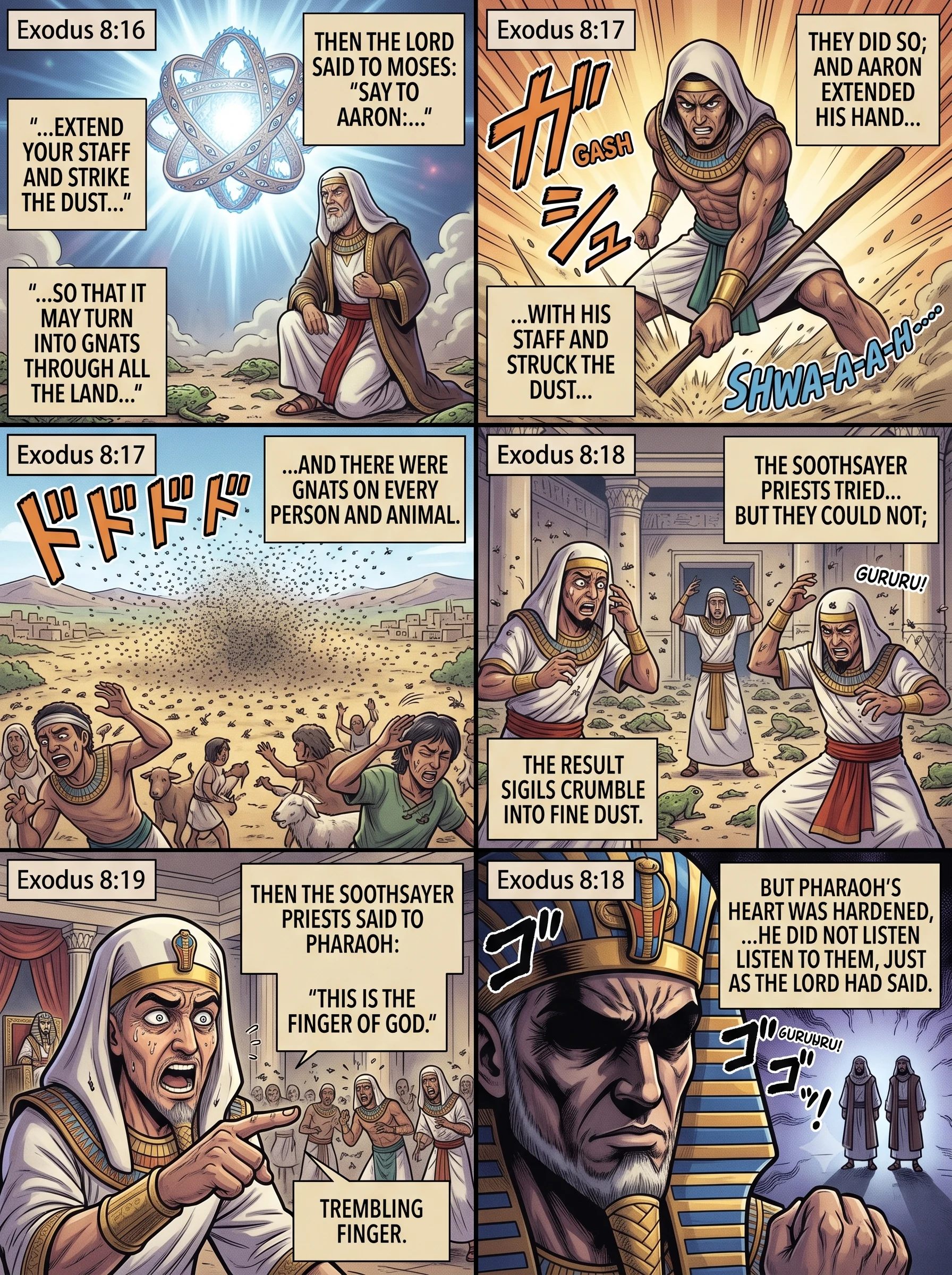 Exodus 8 illustration: Dust Becomes Gnats Throughout Egypt