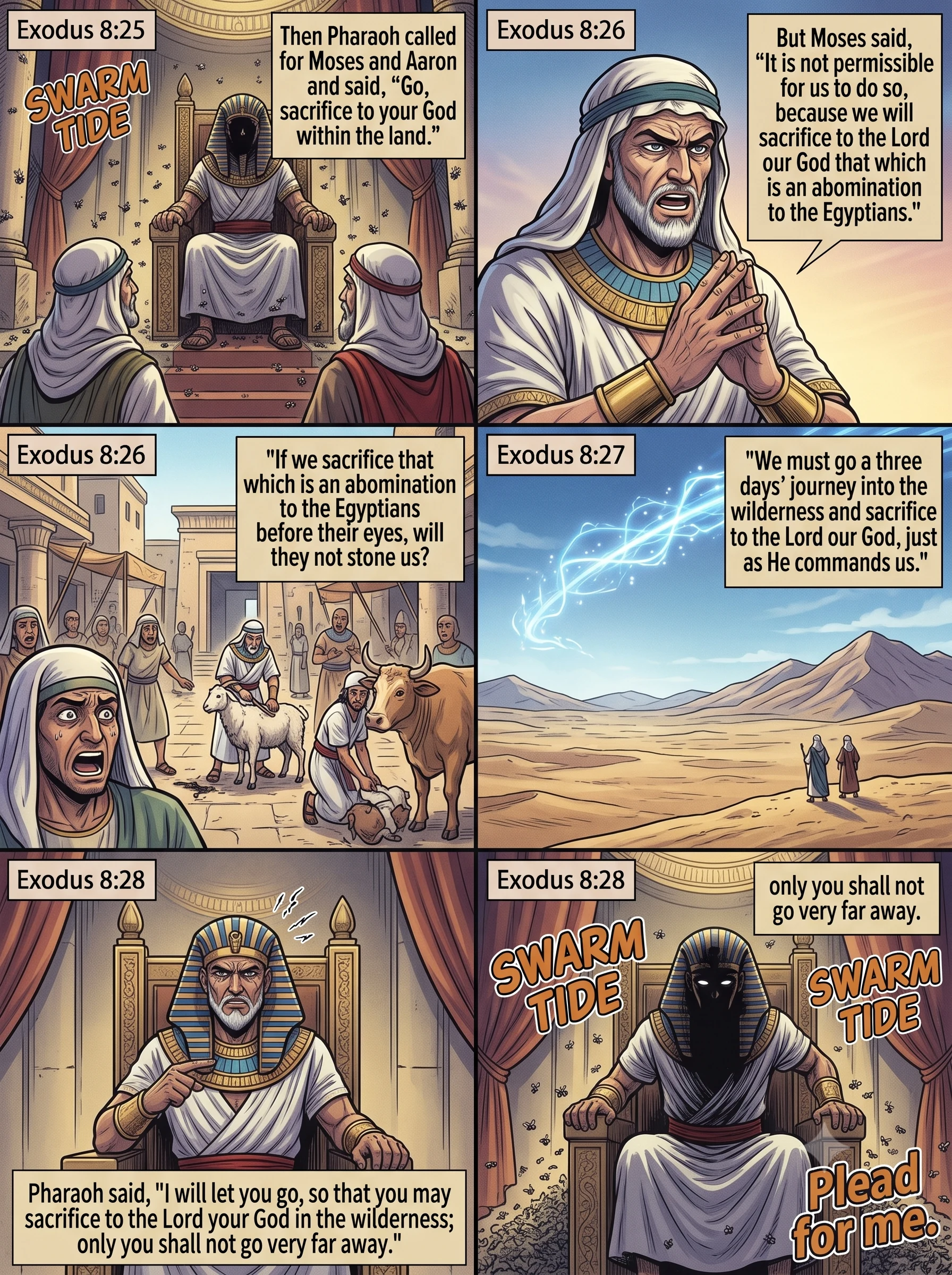 Exodus 8 illustration: Pharaoh Bargains Again and Breaks His Word