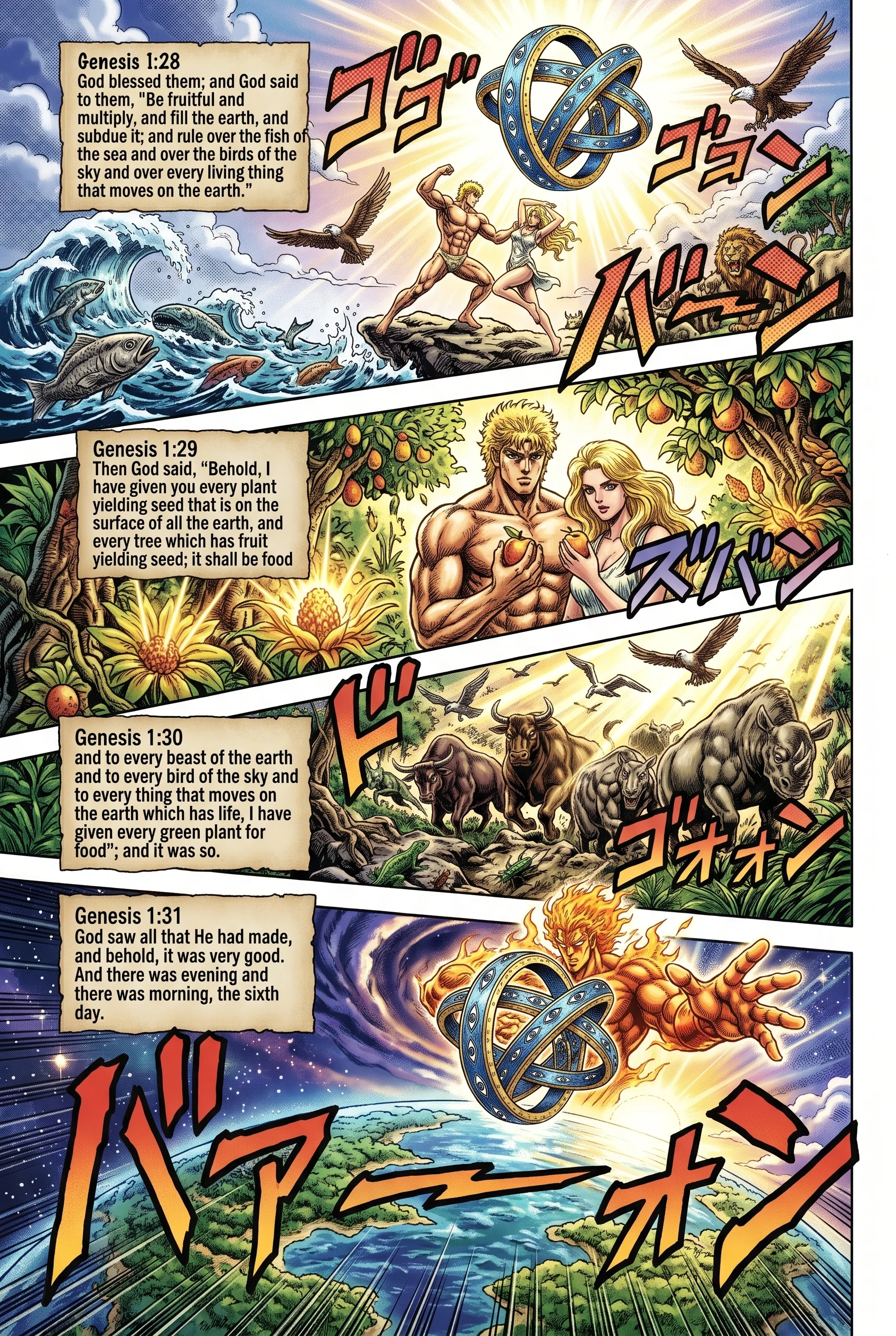 Genesis 1 illustration: God Blesses Mankind; Everything Very Good