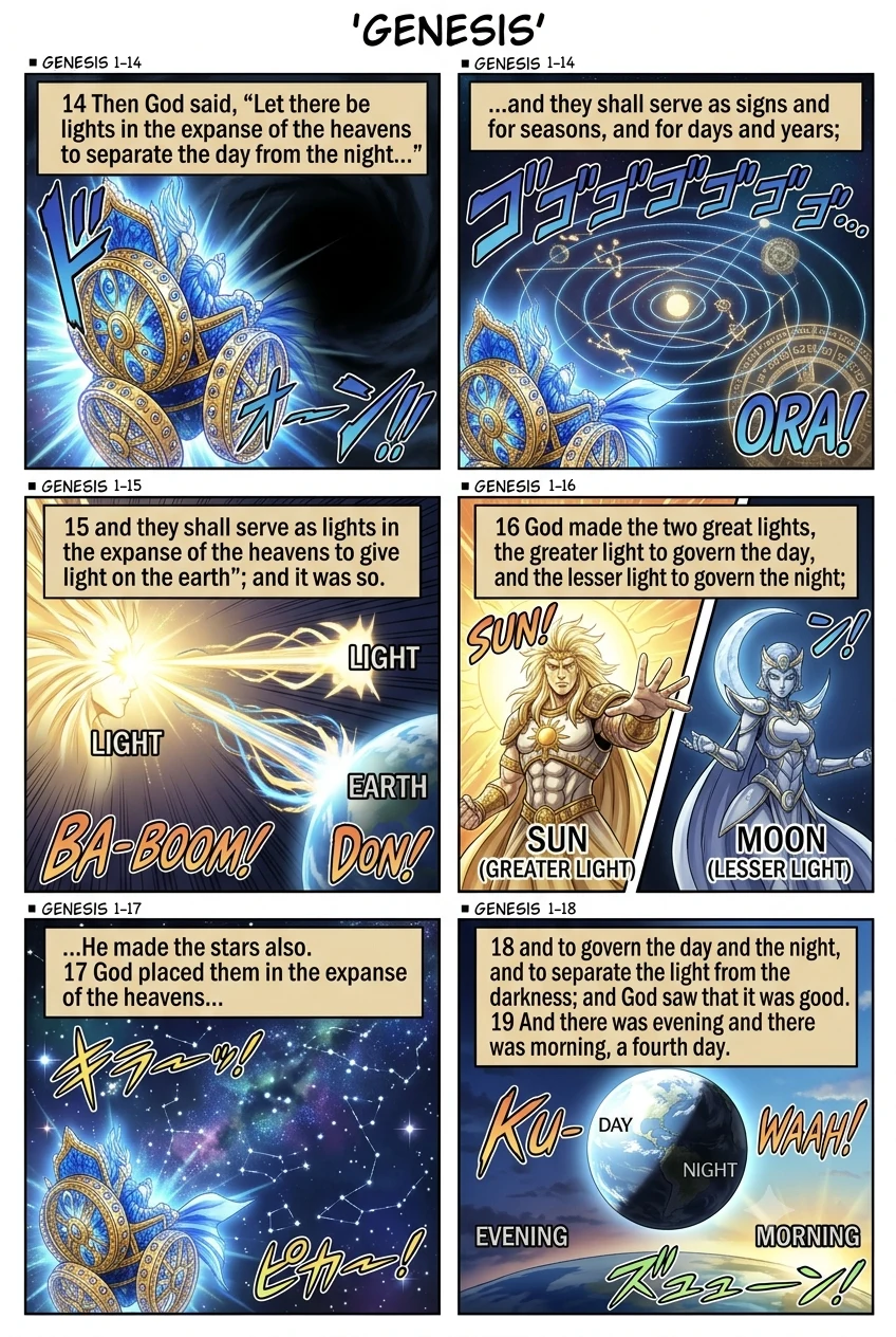 Genesis 1 illustration: Day Four: Sun, Moon, and Stars