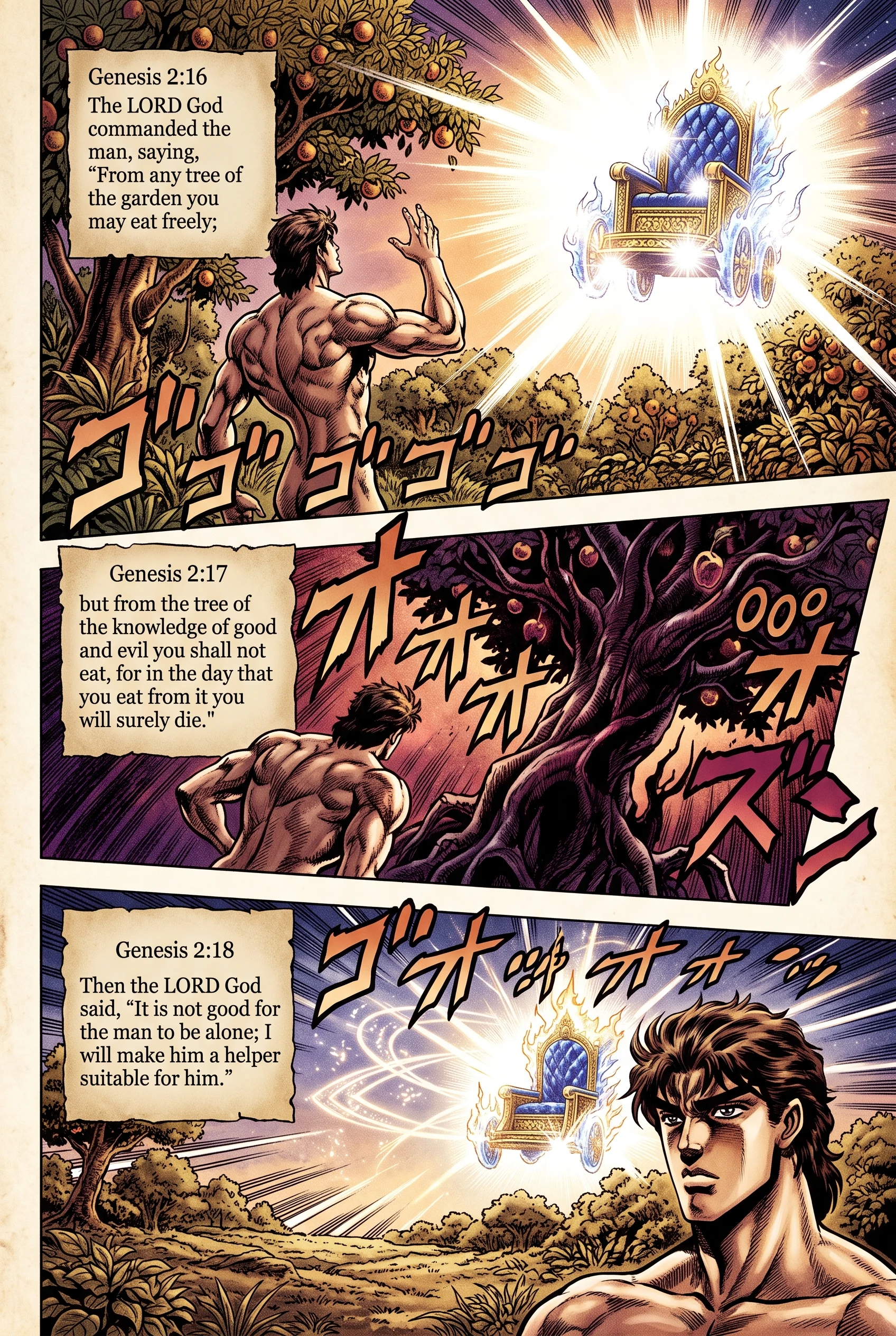 Genesis 2 illustration: The Command Not to Eat; Man Alone