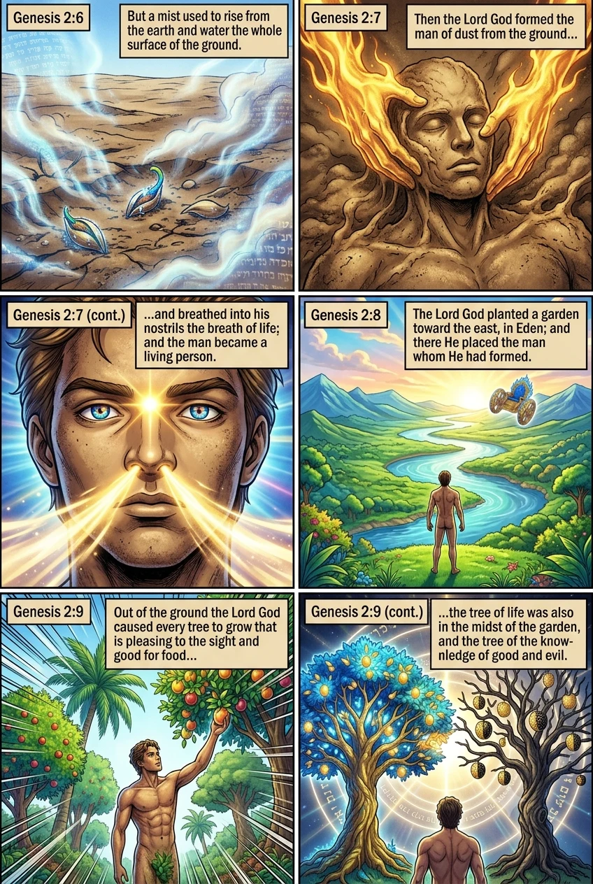Genesis 2 illustration: The Forming of Man and the Garden