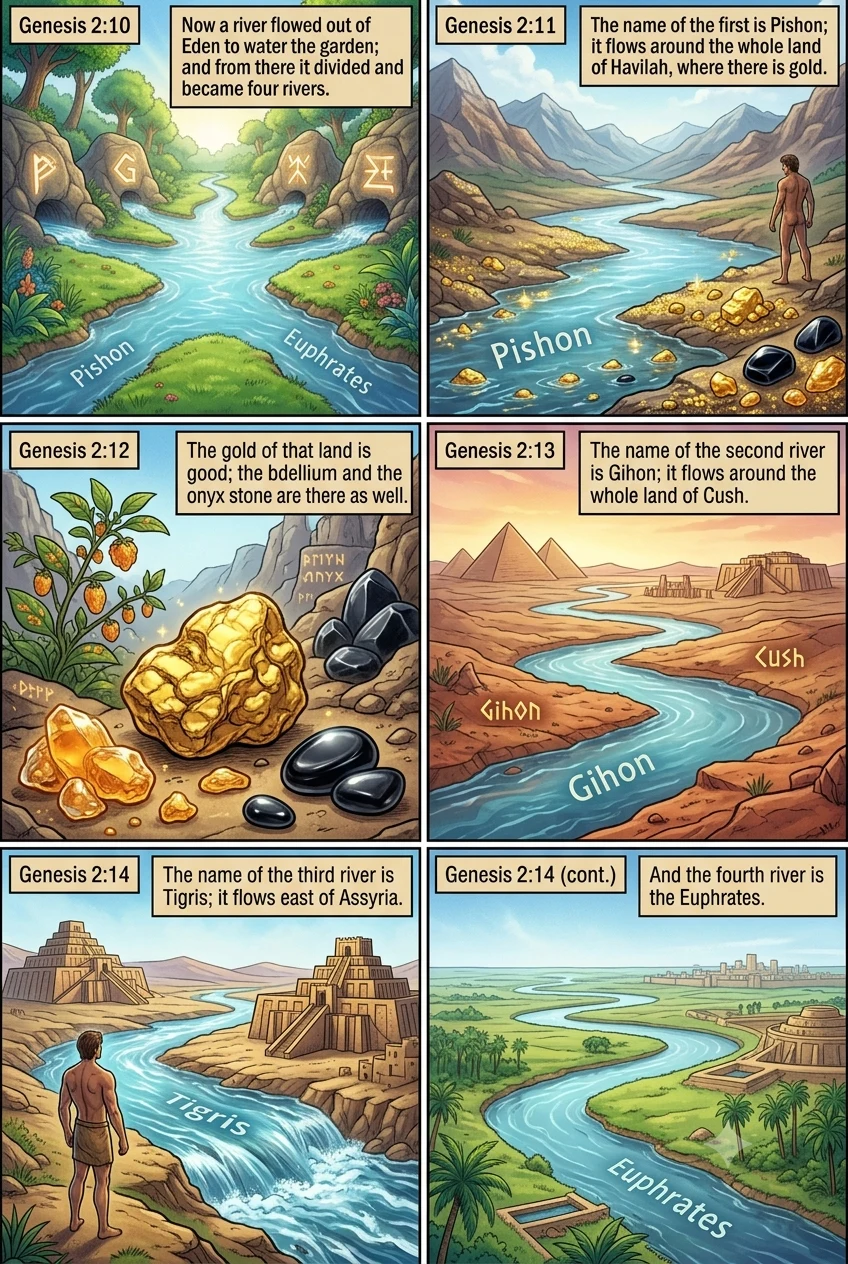 Genesis 2 illustration: The Four Rivers of Eden