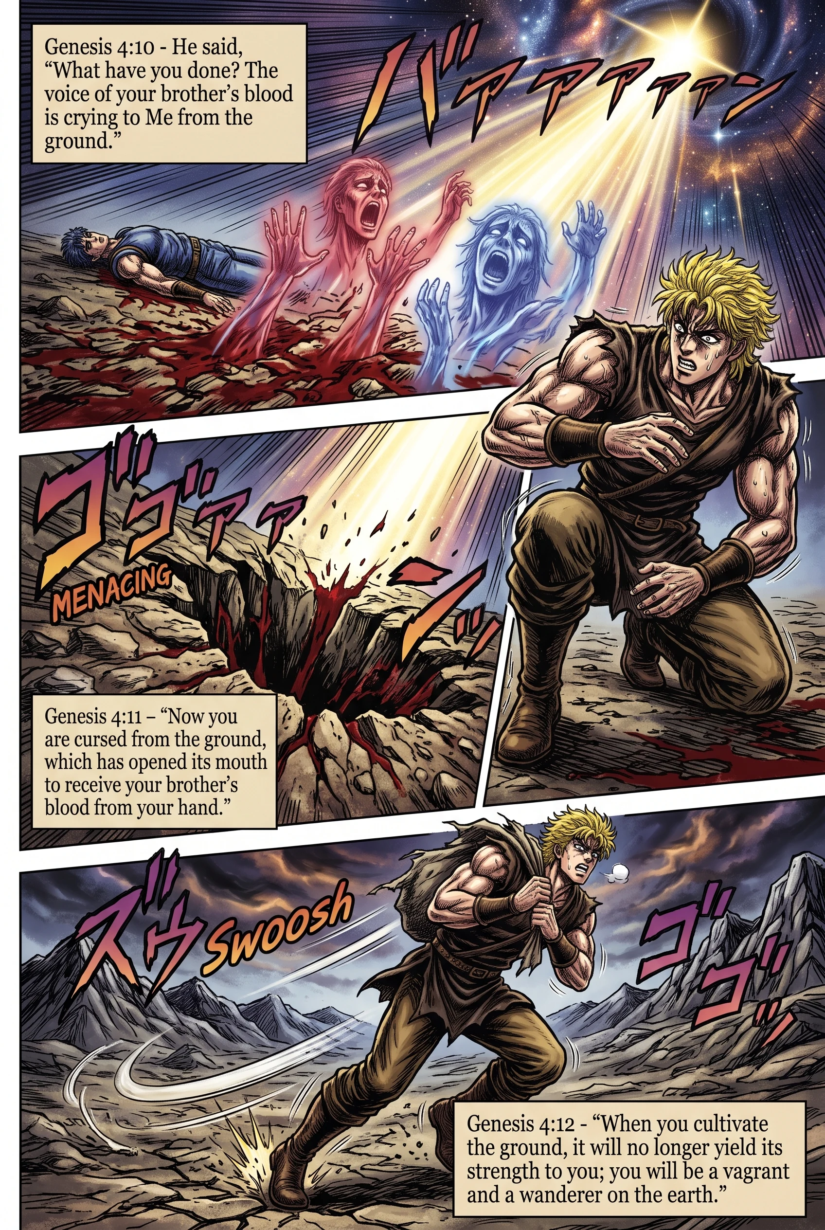 Genesis 4 illustration: Abel's Blood Cries Out; Cain Cursed
