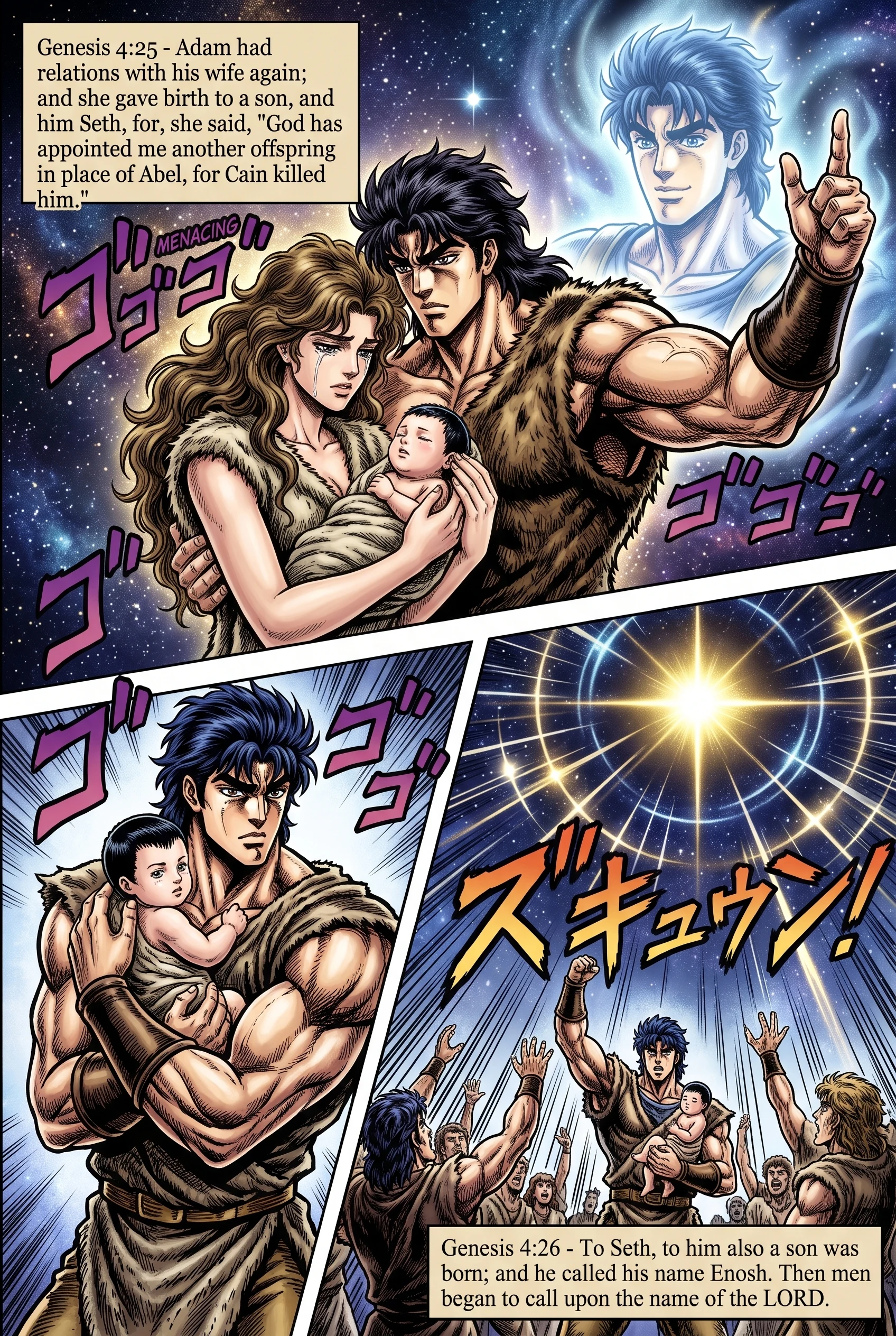 Genesis 4 illustration: Seth Born; Men Call on the Lord